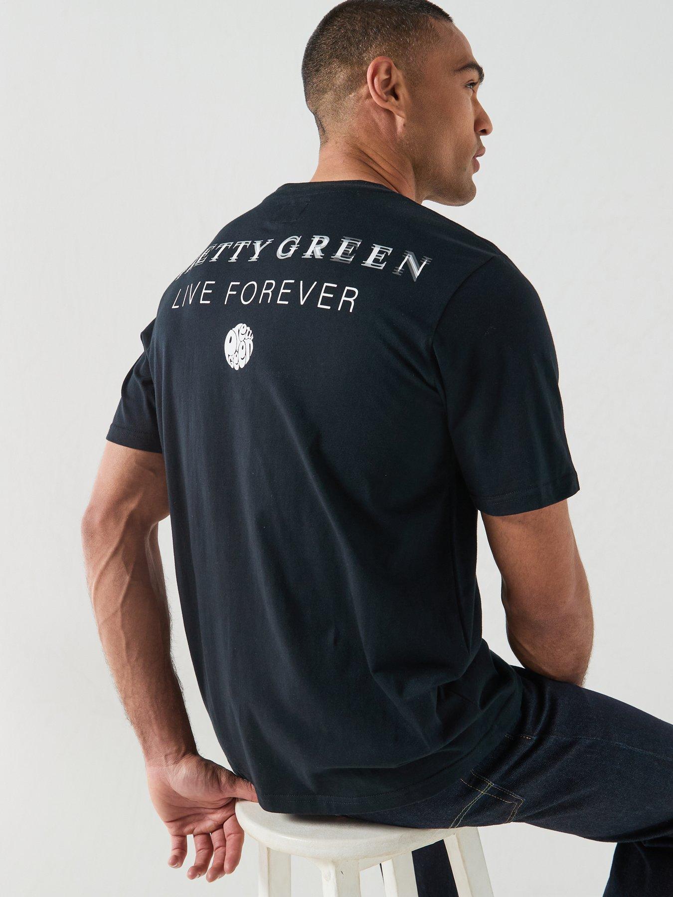 Image 6 of 6 of Pretty Green Refractive Boxy Fit Short Sleeve T-Shirt - Black