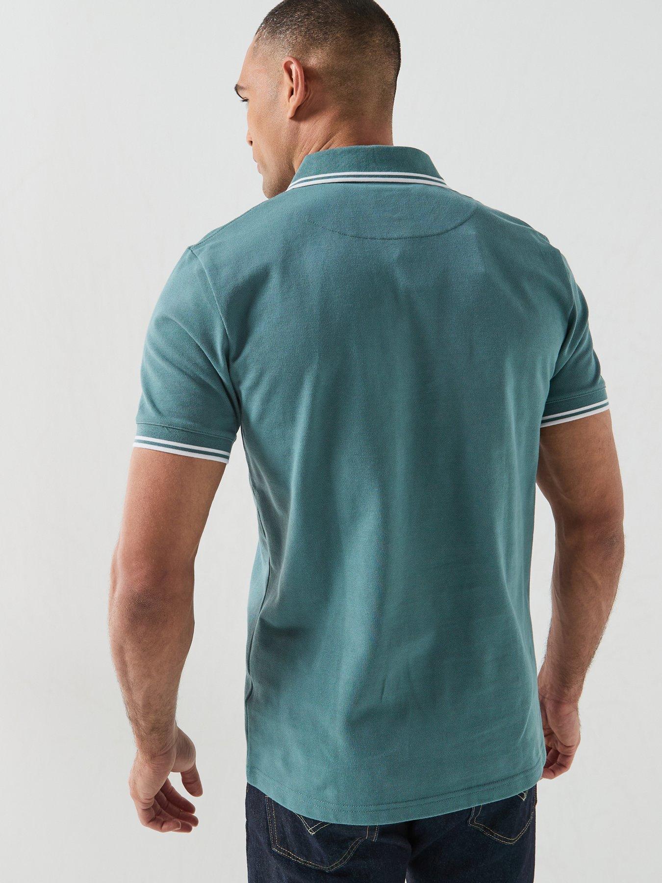 Image 2 of 5 of Pretty Green Pretty Green Rayner Tipped Collar Short Sleeve Polo Shirt - Green