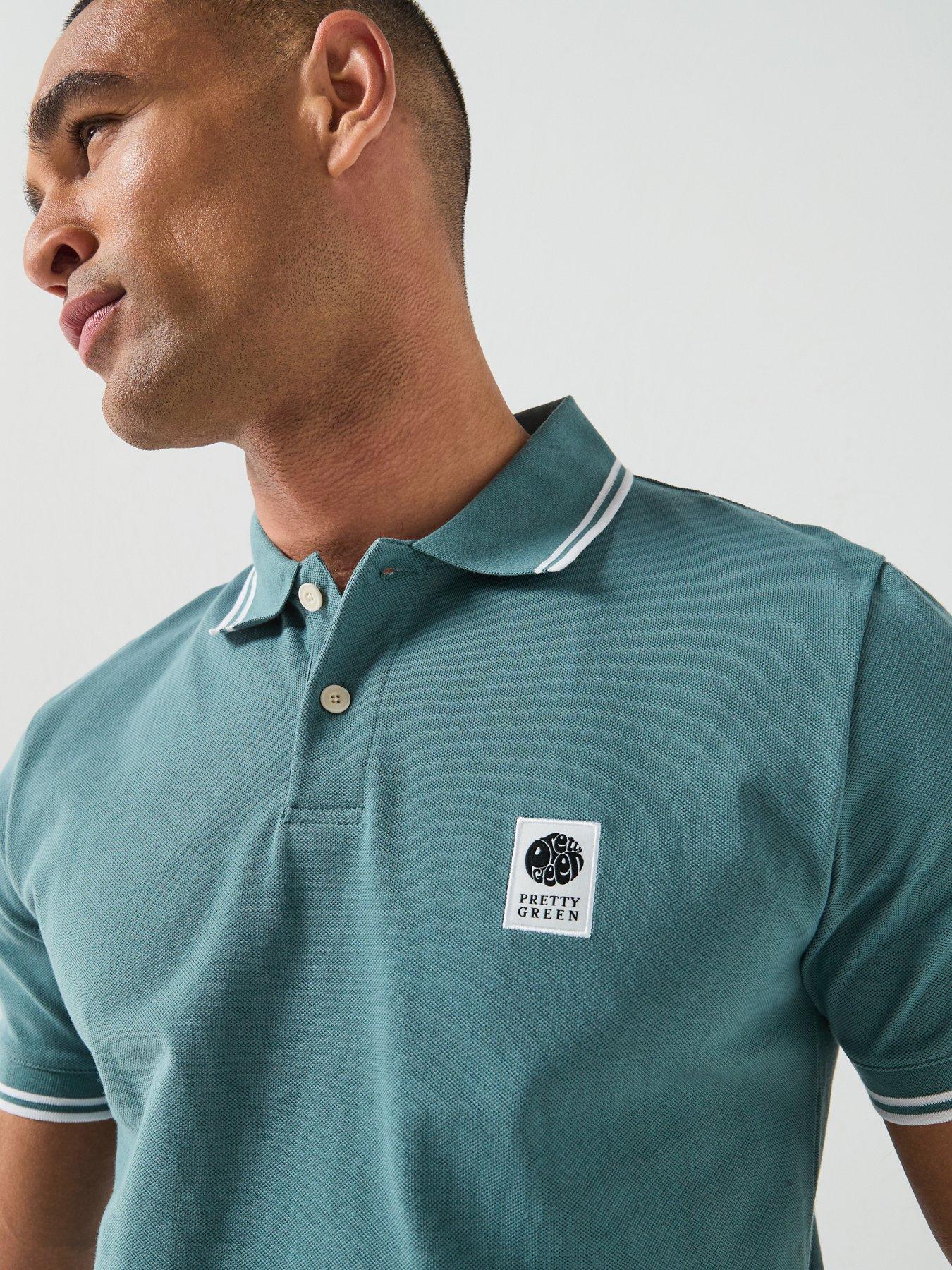 Image 4 of 5 of Pretty Green Pretty Green Rayner Tipped Collar Short Sleeve Polo Shirt - Green