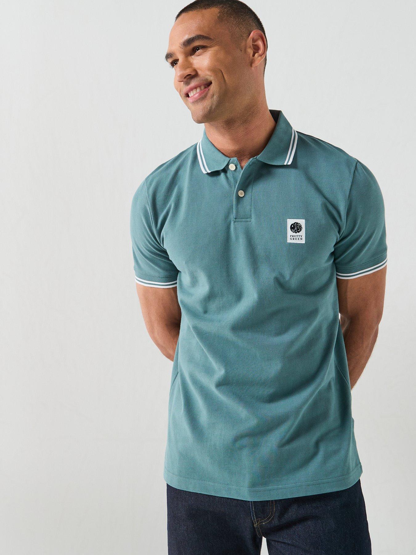 Image 5 of 5 of Pretty Green Pretty Green Rayner Tipped Collar Short Sleeve Polo Shirt - Green