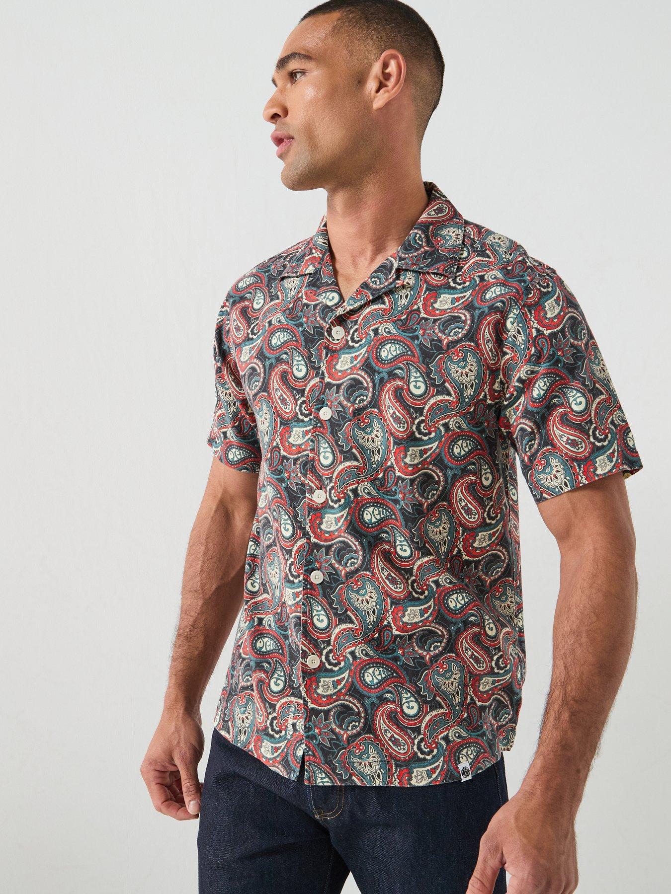 Pretty Green Bonamassa Paisley Print Short Sleeve Shirt - Red
