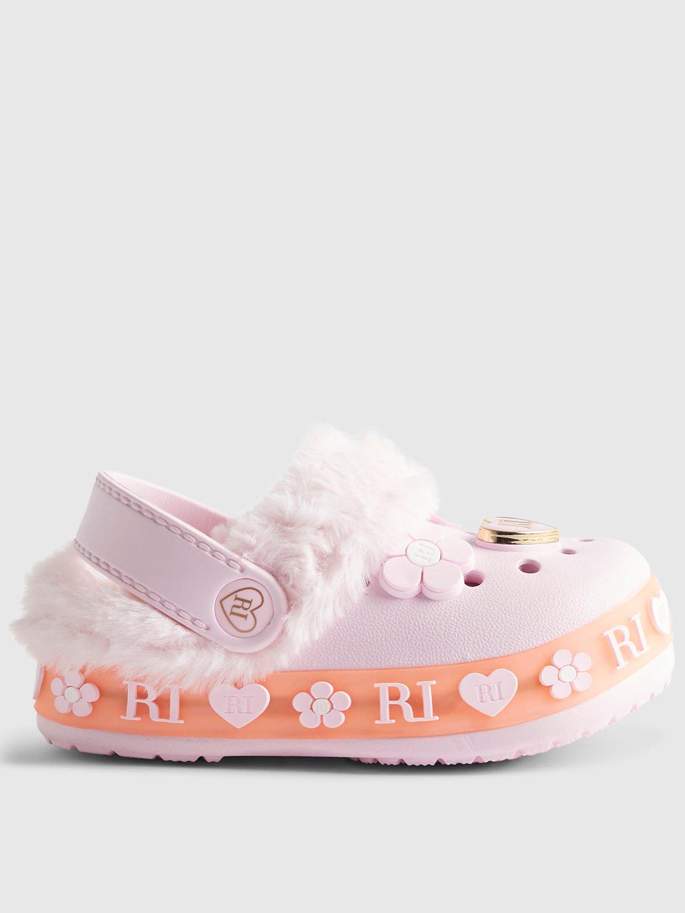 river-island-mini-girls-flower-faux-fur-light-up-clogs-pink