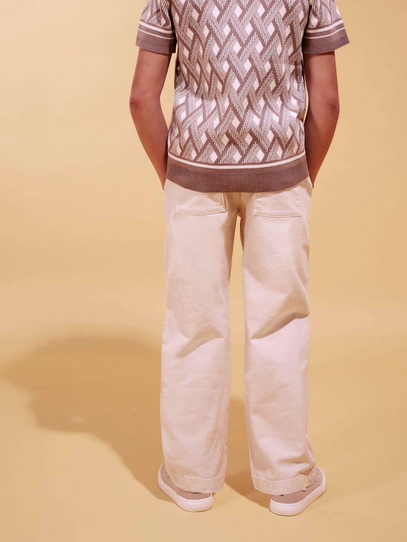 Image 6 of 6 of River Island Older Boys Elasticated Pull On Trousers - Beige