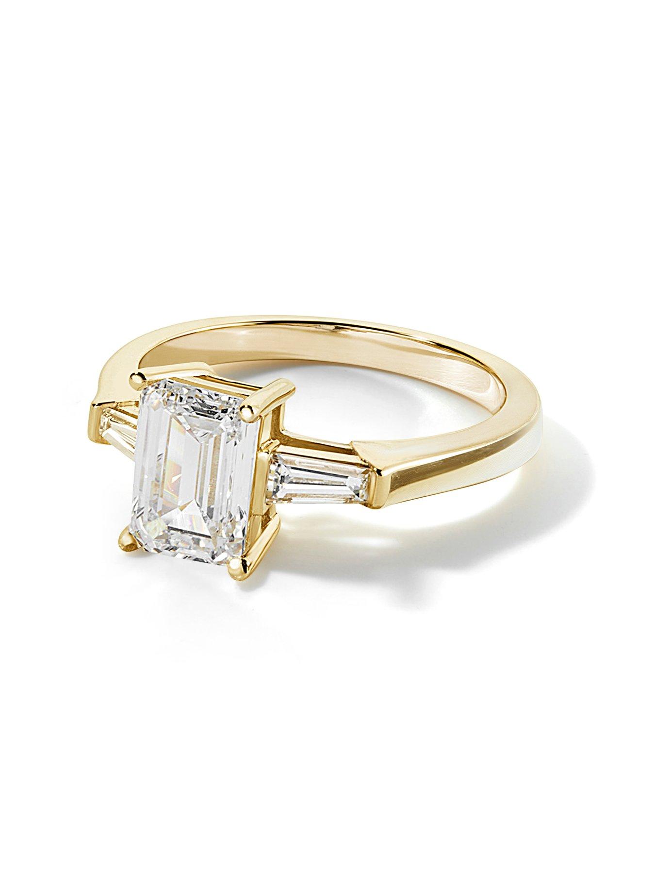 Image 2 of 5 of Created Brilliance Elodie 9ct Yellow Gold Emerald Cut and Tapered Baguettes Lab Grown Diamond Ring