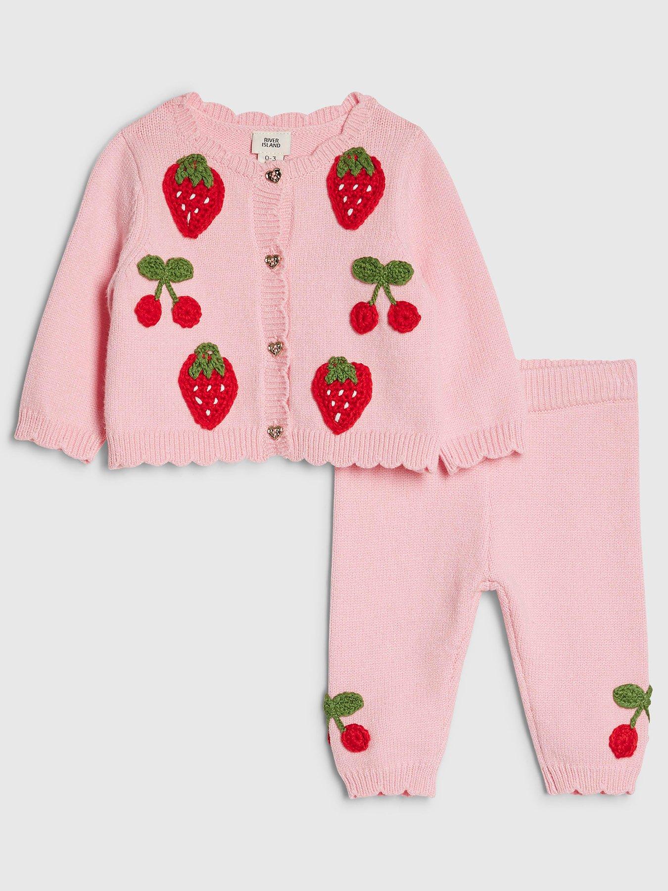 River Island Baby Girls Strawberry Cardigan Set - Pink