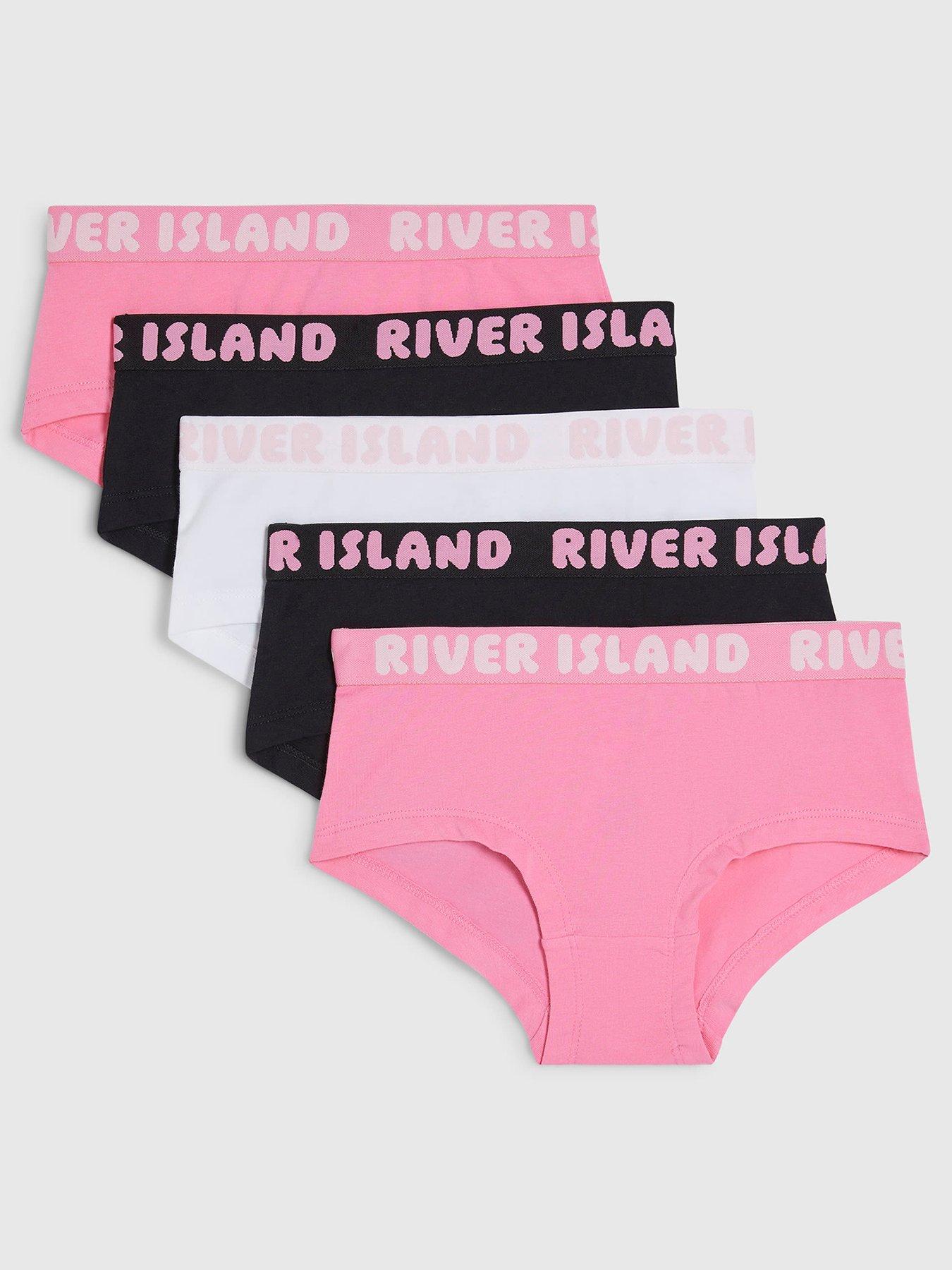 River Island Older Girls Hipster 5 Pack Briefs - Pink