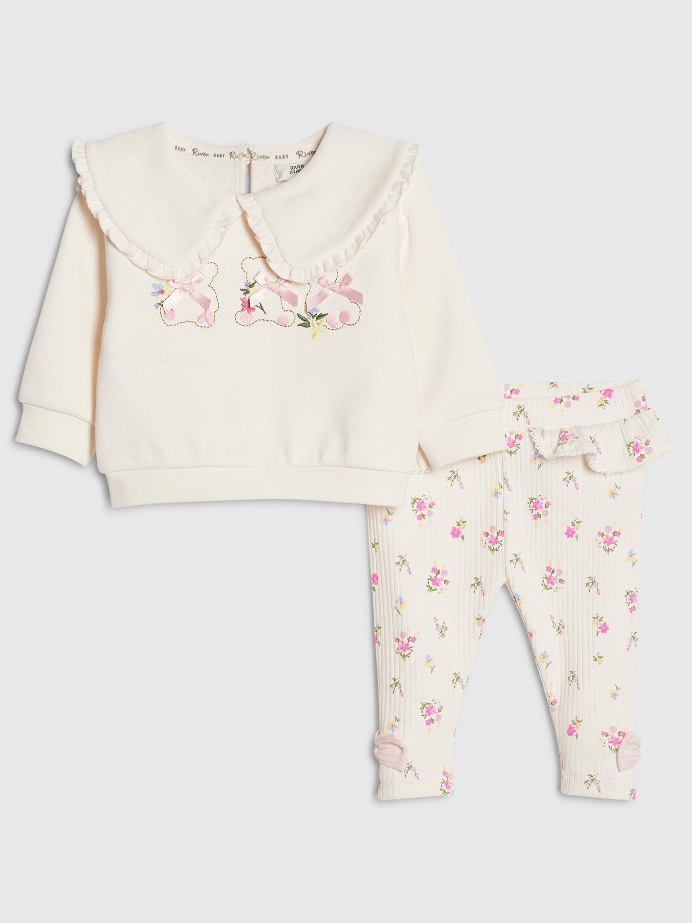 river-island-baby-girls-ditsy-bear-sweatshirt-set-cream