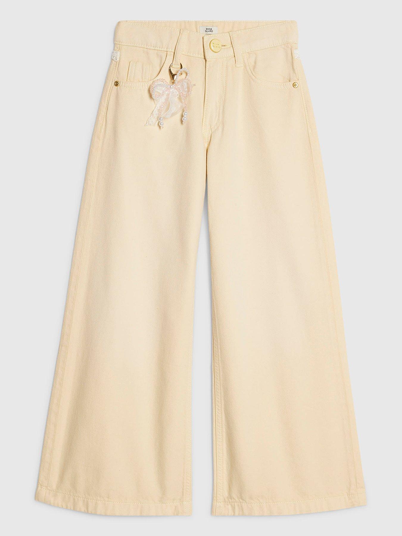 river-island-older-girls-lace-keyring-wide-leg-jeans-light-yellow