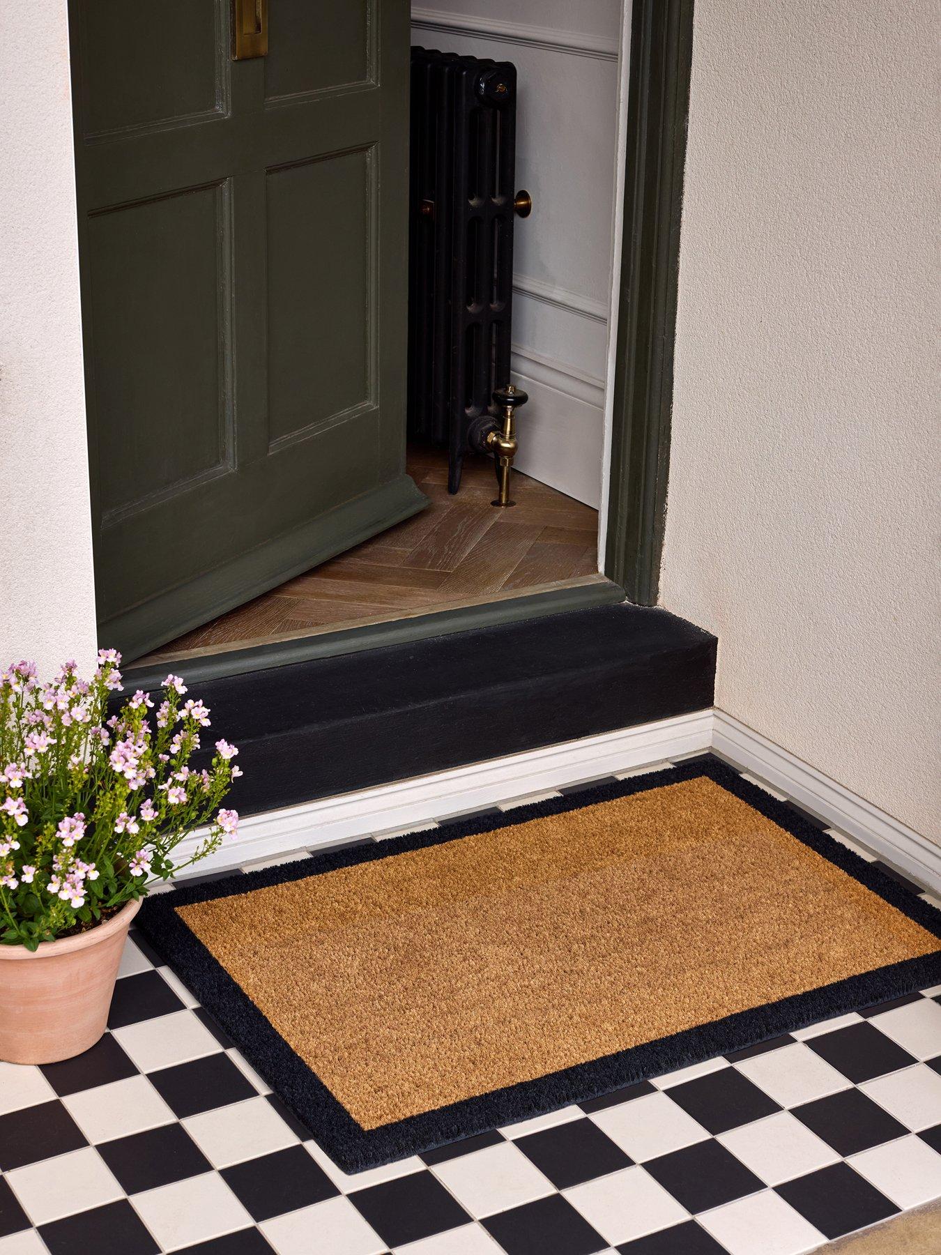 The Very Collection Black Border Coir Doormat 45x75cm