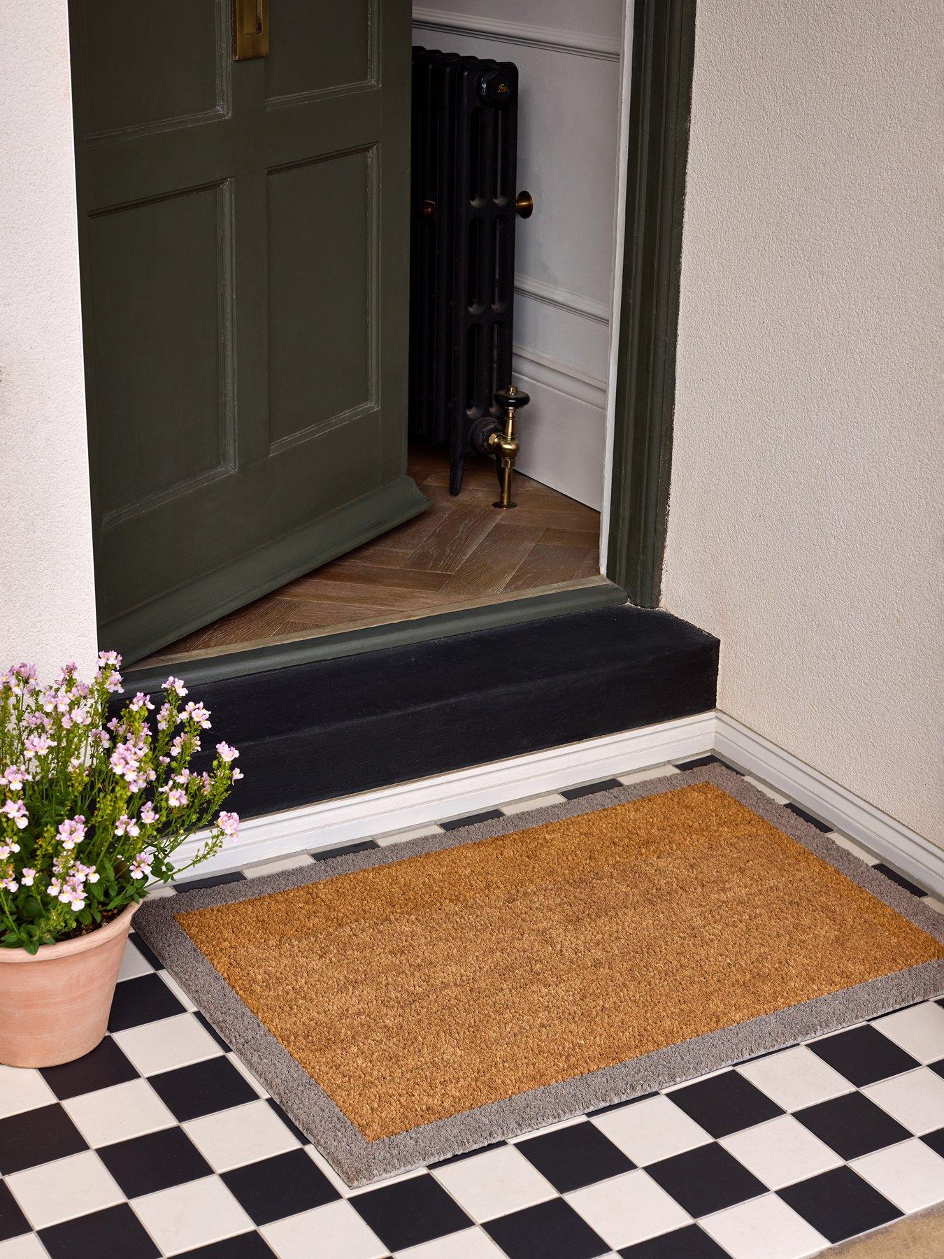 The Very Collection Black Border Coir Doormat 45x75cm