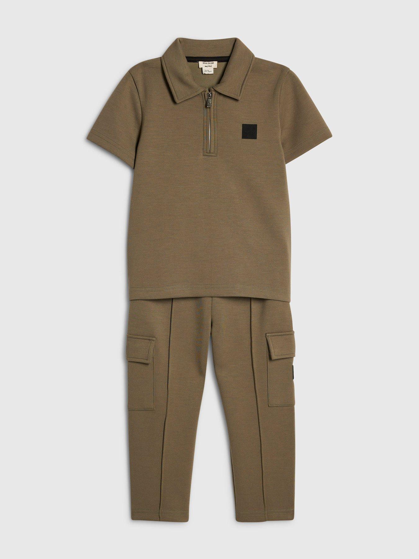 river-island-mini-mini-boys-slim-fit-polo-jogger-set-khakioutfit