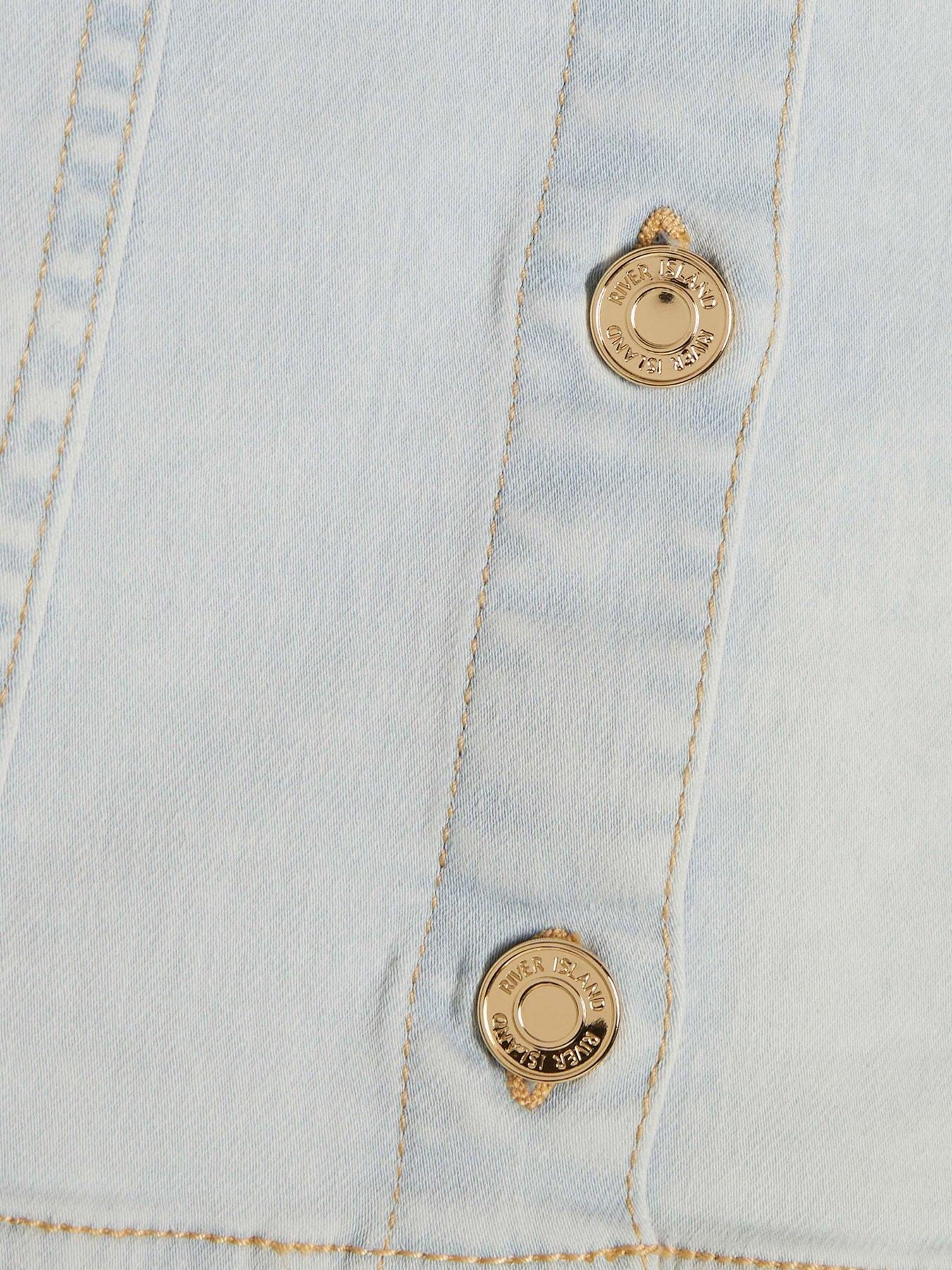 Image 4 of 5 of River Island Girls Denim Waistcoat And Shorts Set - Blue