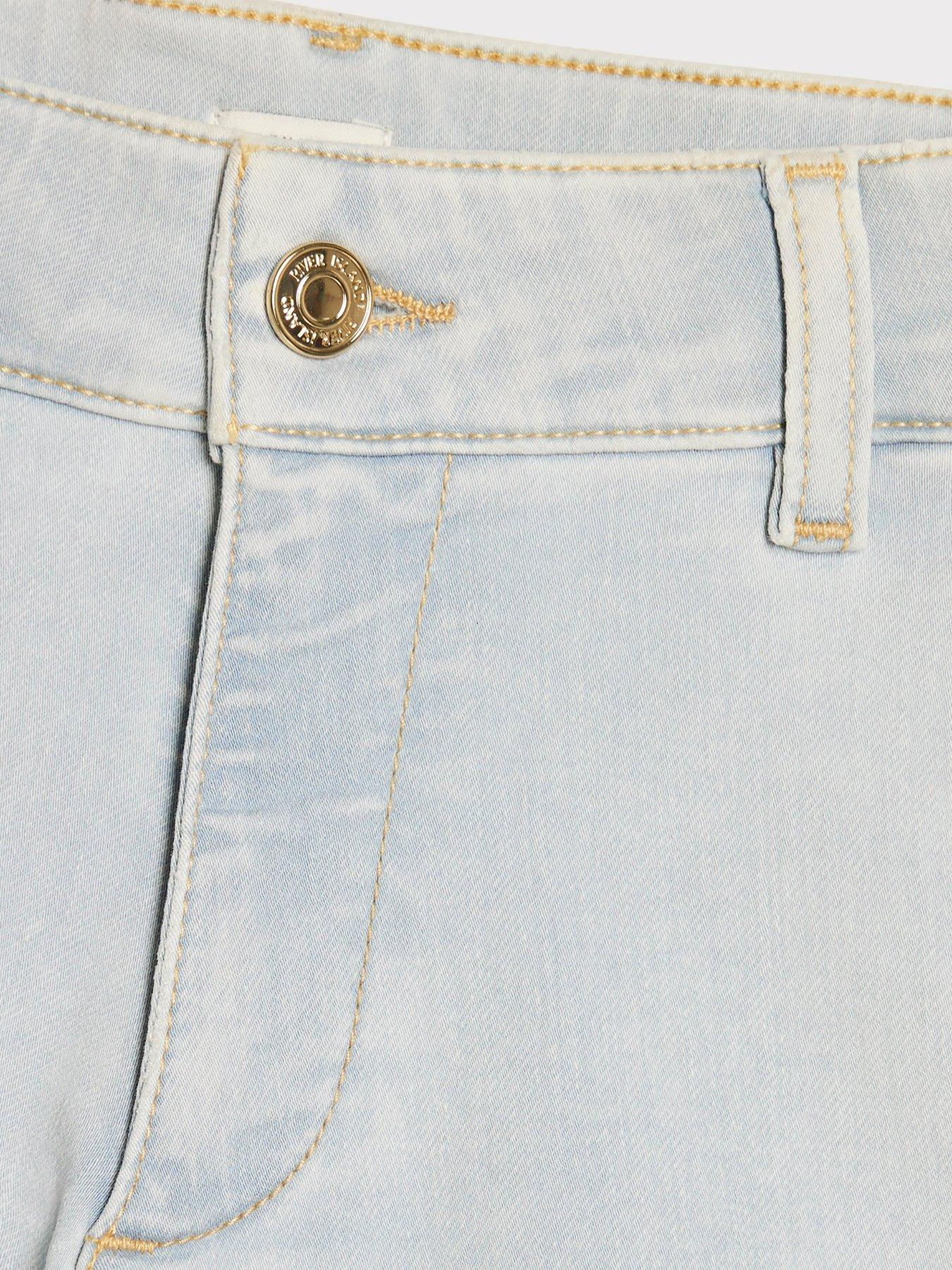 Image 5 of 5 of River Island Girls Denim Waistcoat And Shorts Set - Blue