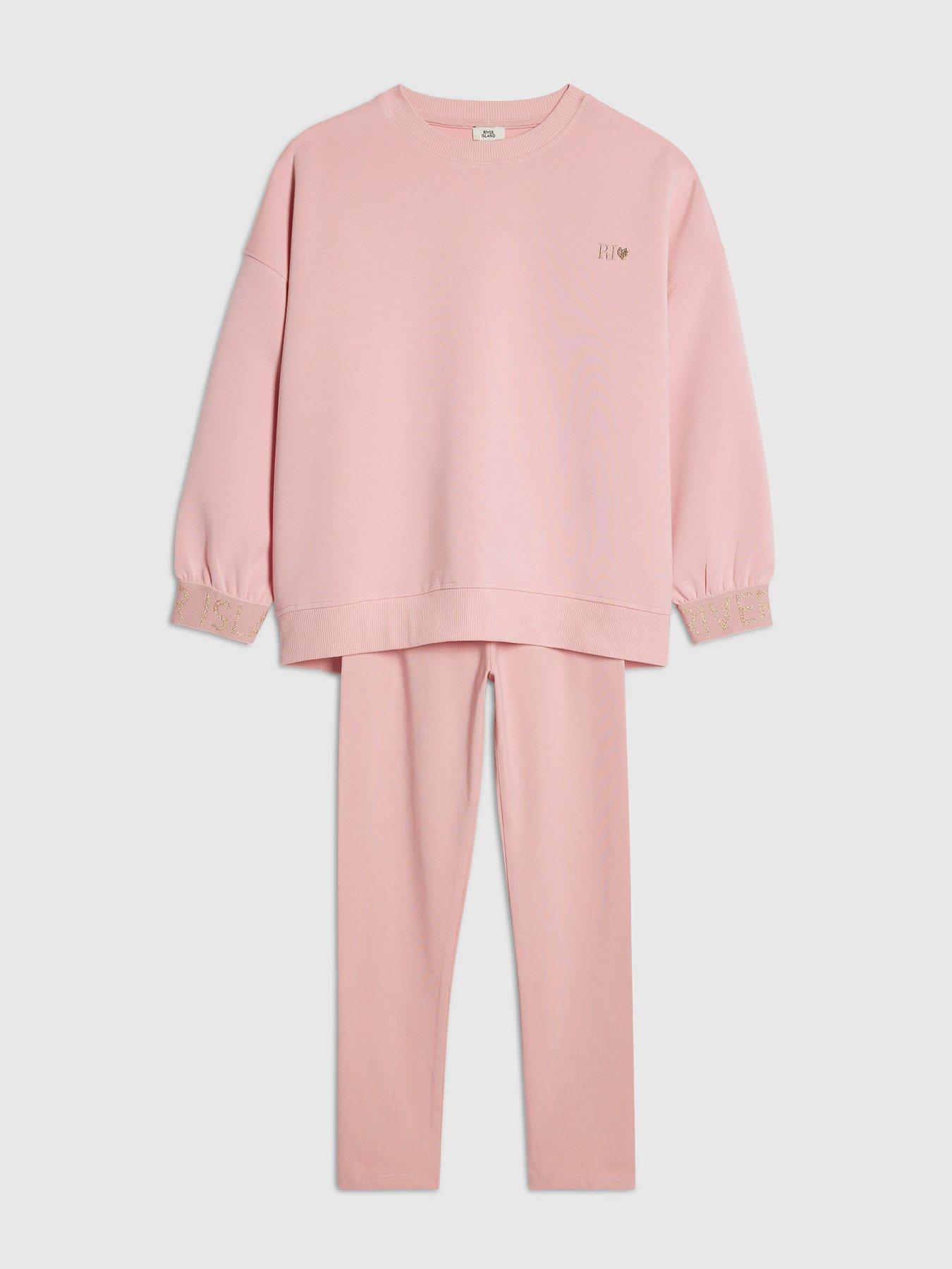 river-island-older-girls-branded-split-back-sweatshirt-set-pinkoutfit