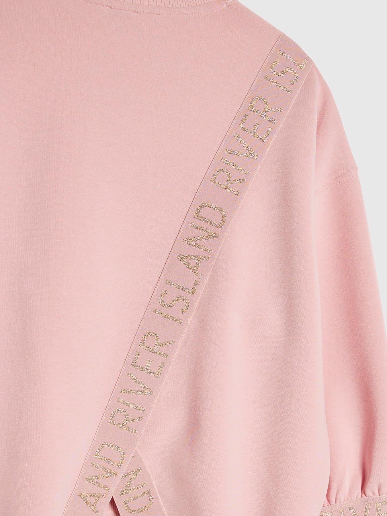 river-island-older-girls-branded-split-back-sweatshirt-set-pinkdetail