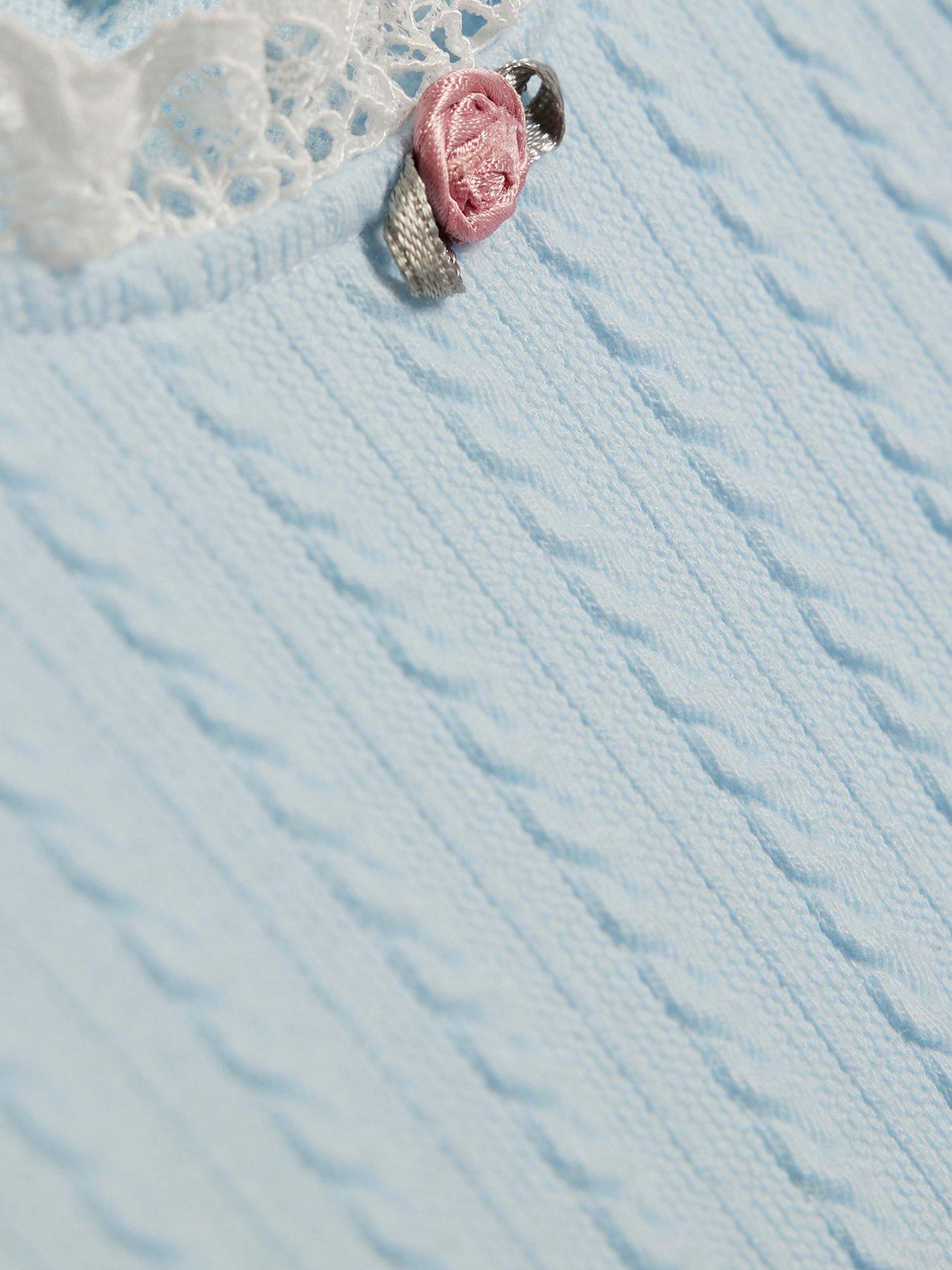Image 4 of 5 of River Island Mini Mini Girls Ribbed T-shirt Set - Light Blue