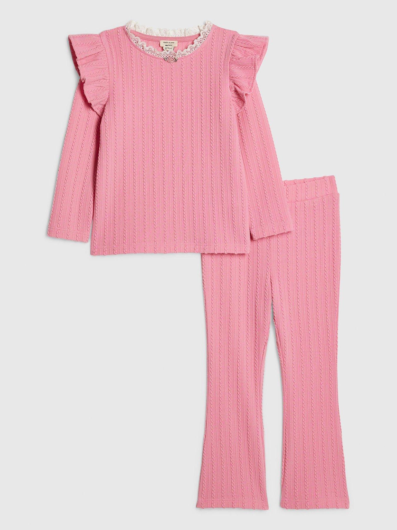 River Island Mini Mini Girls Ribbed T-shirt Set - Pink