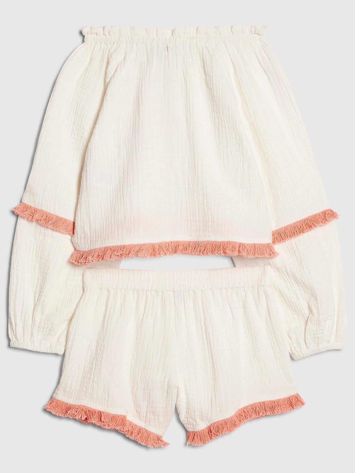 river-island-older-girls-shell-shorts-set-creamback