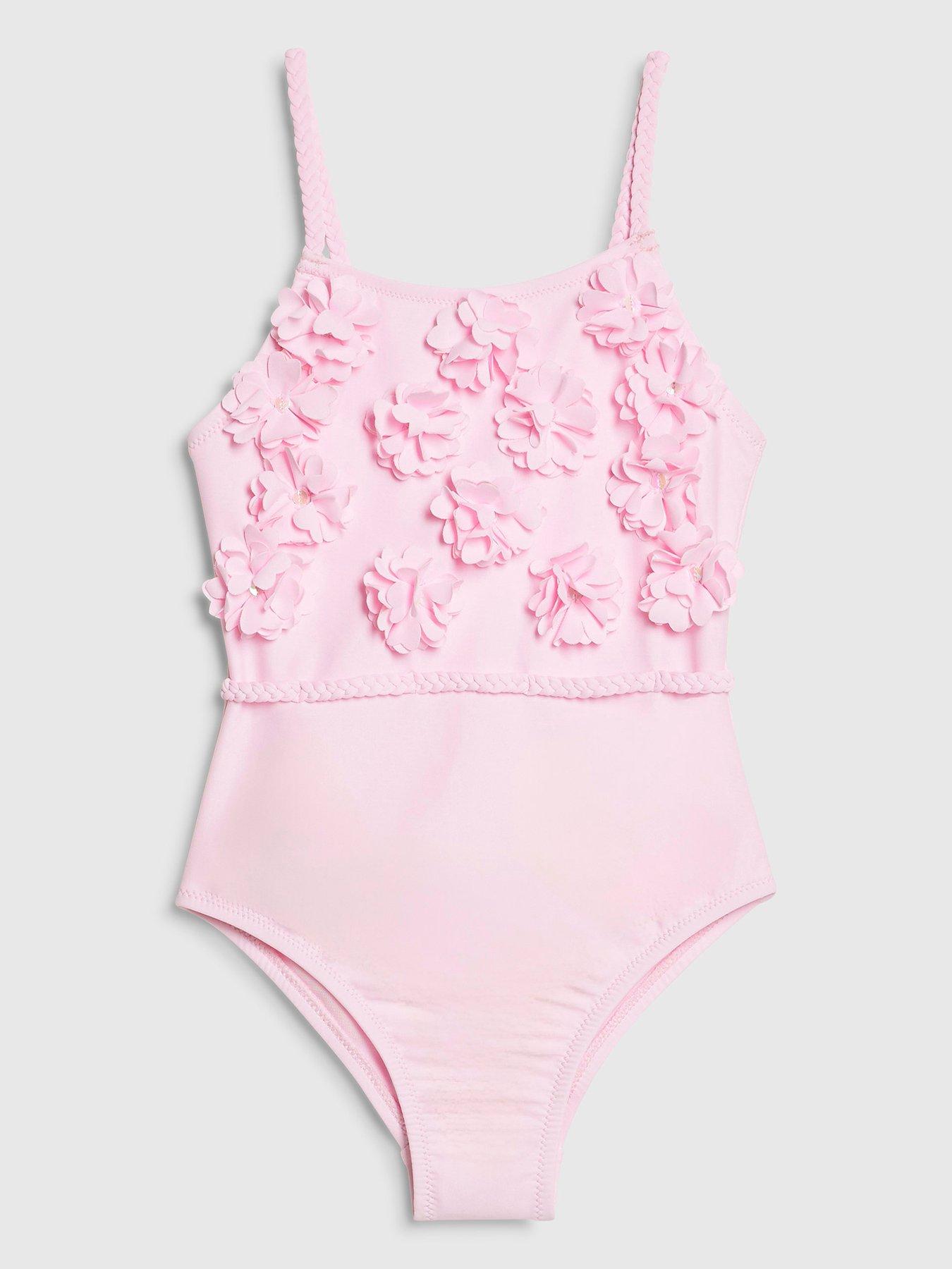 River Island Mini Girls 3D Floral Swimsuit - Pink