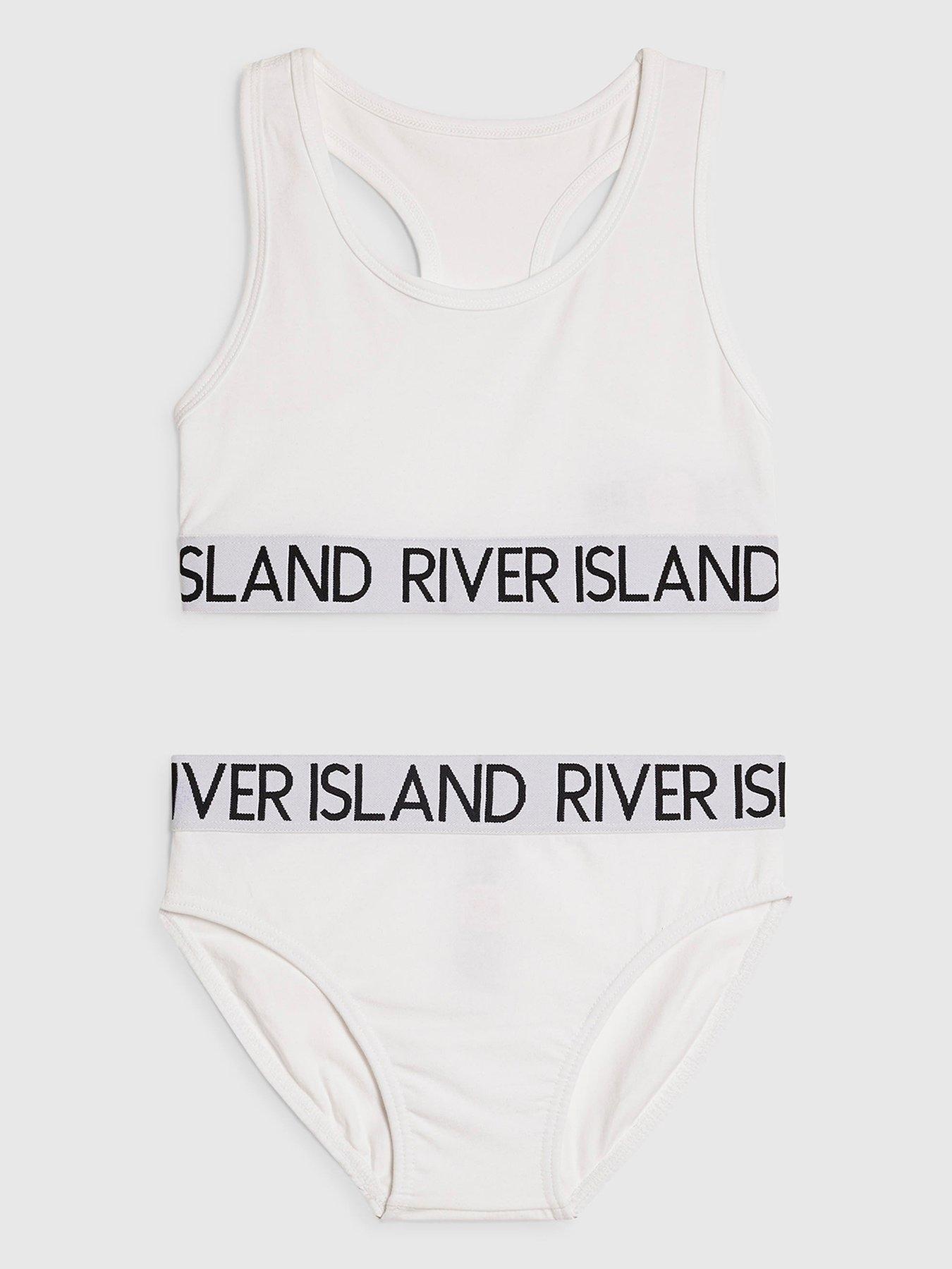 River Island Older Girls Crop Top And Brief Set - White