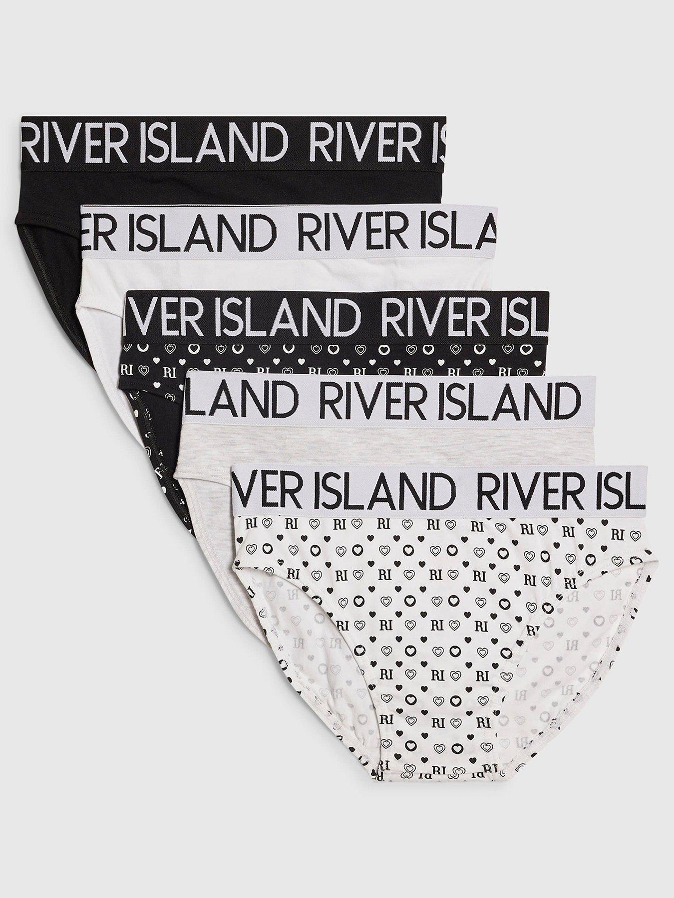 river-island-older-girls-ri-monogram-5-pack-briefs-black