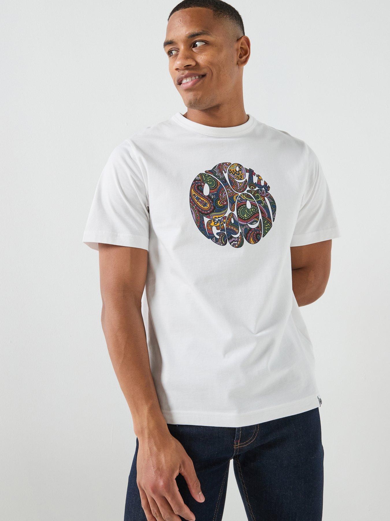 Pretty Green Pretty Green House Paisley Print Logo Short Sleeve T-shirt - White