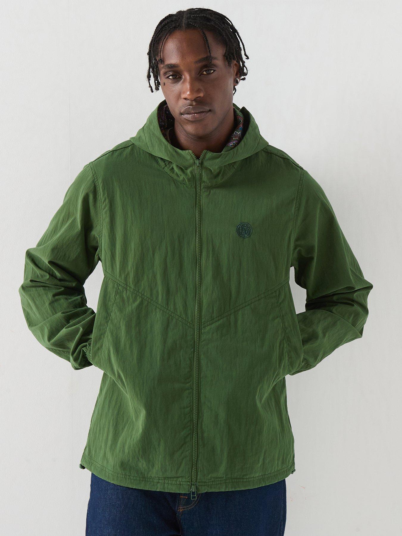 Image 1 of 6 of Pretty Green Pretty Green Feltham Festival Hooded Lightweight Jacket - Khaki
