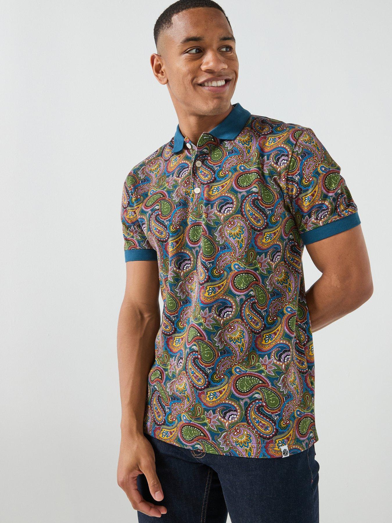 Pretty Green Pretty Green House Paisley Print Logo Short Sleeve Polo Shirt - Multi