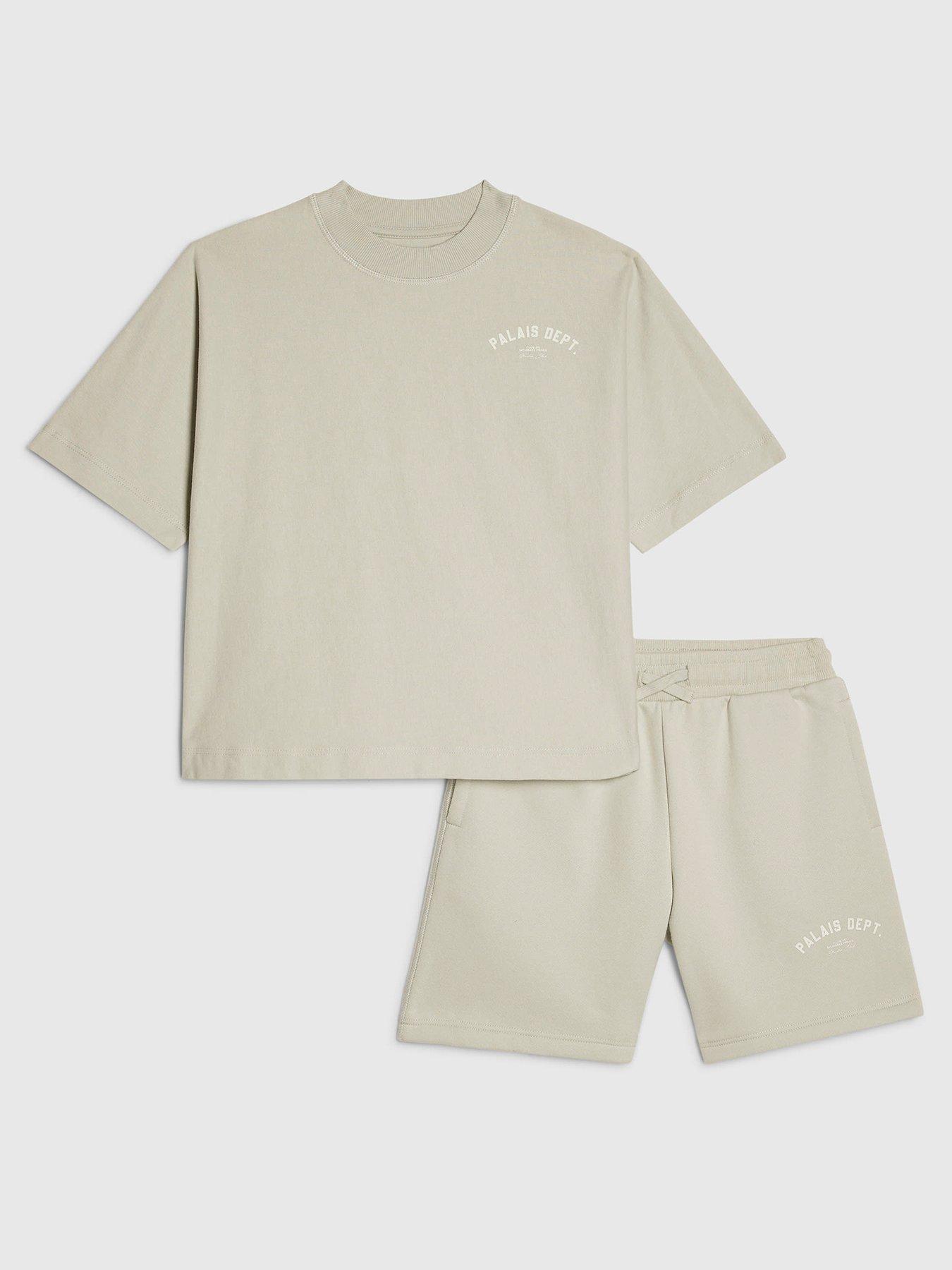 River Island Older Boys Palais Dept Back Print T-Shirt Set - Grey