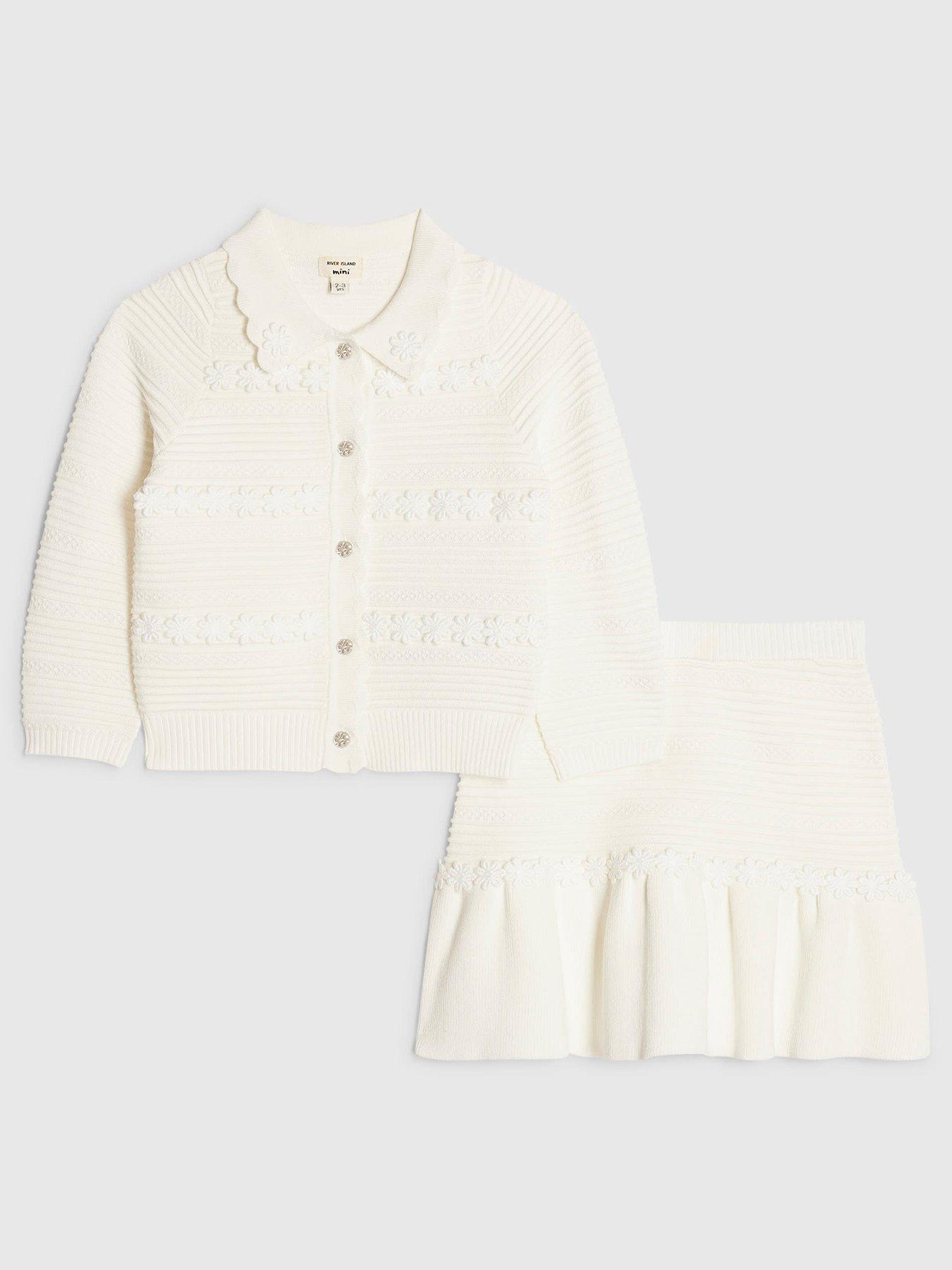 Image 2 of 5 of River Island Older Girls Floral Skirt Set - White
