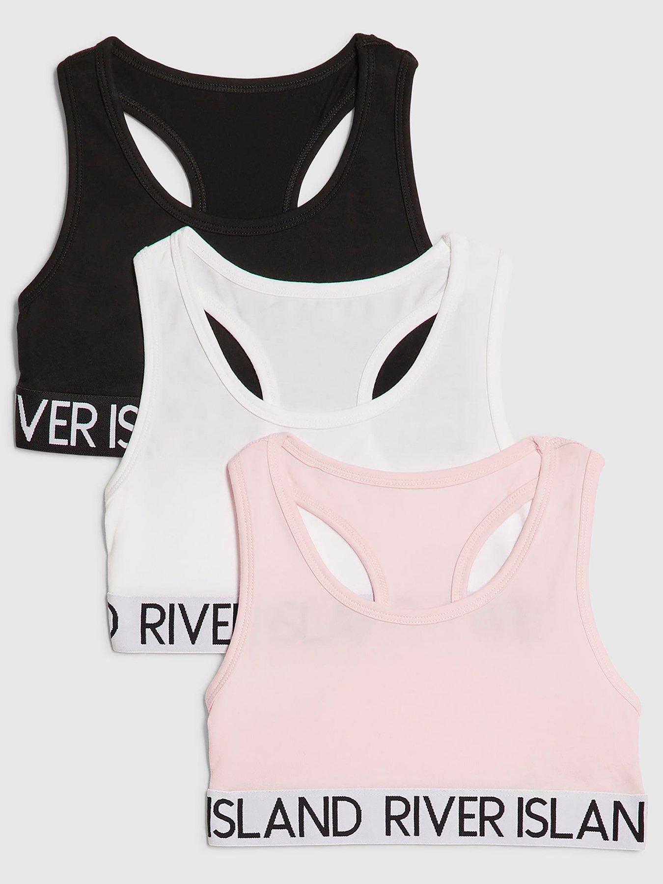 River Island Older Girls Racer Pack Of 3 Crop Tops - Multi