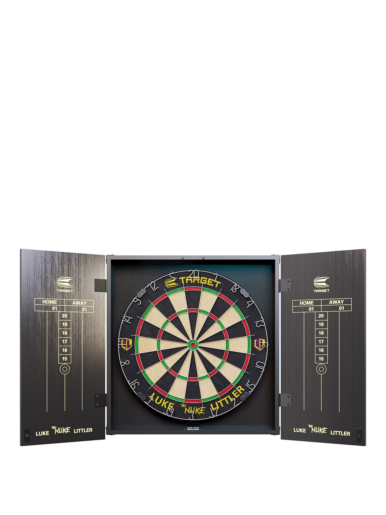 target-luke-littler-dartboard-and-cabinet-set-plus-dartsfront