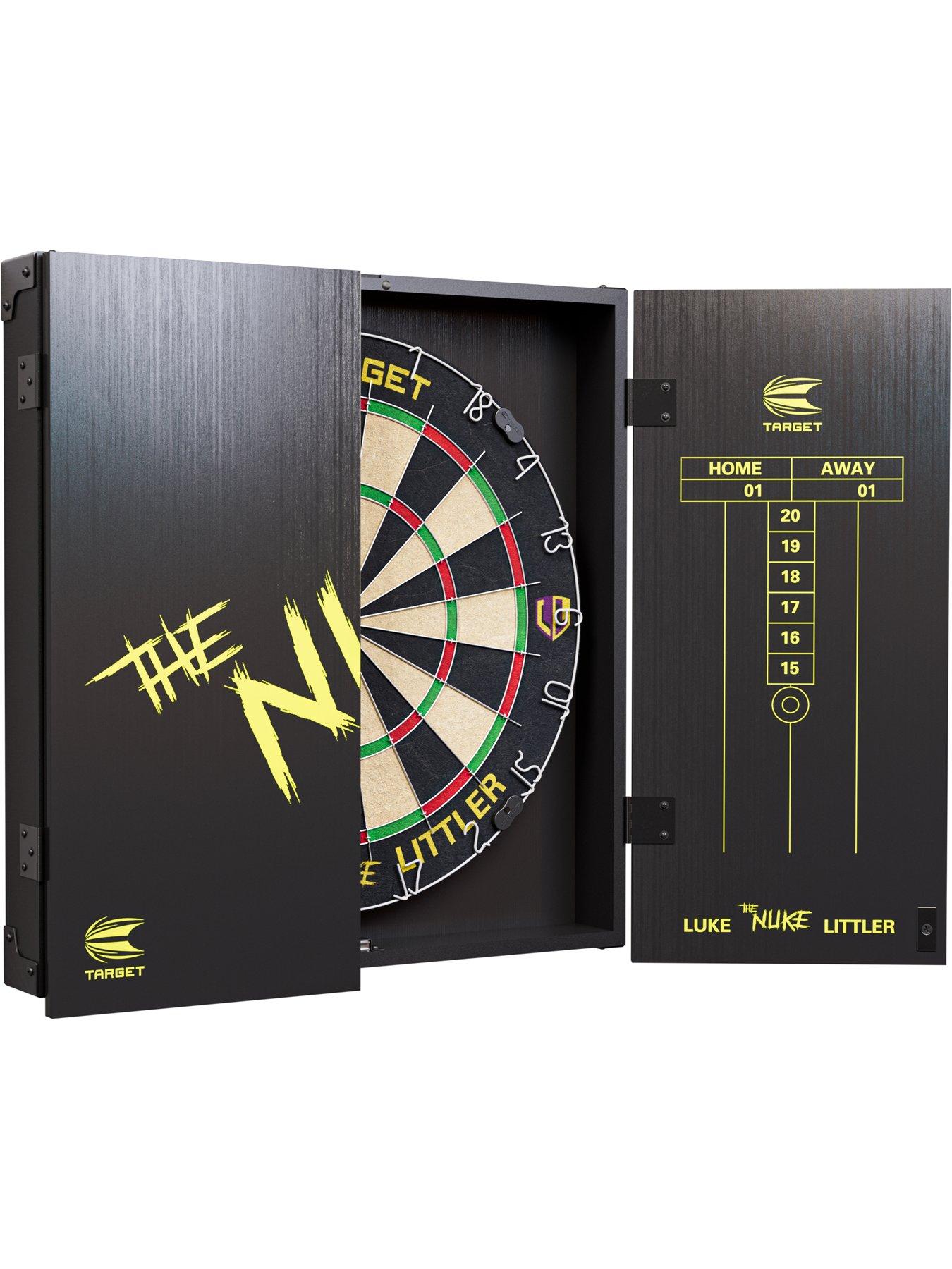 target-luke-littler-dartboard-and-cabinet-set-plus-dartsoutfit