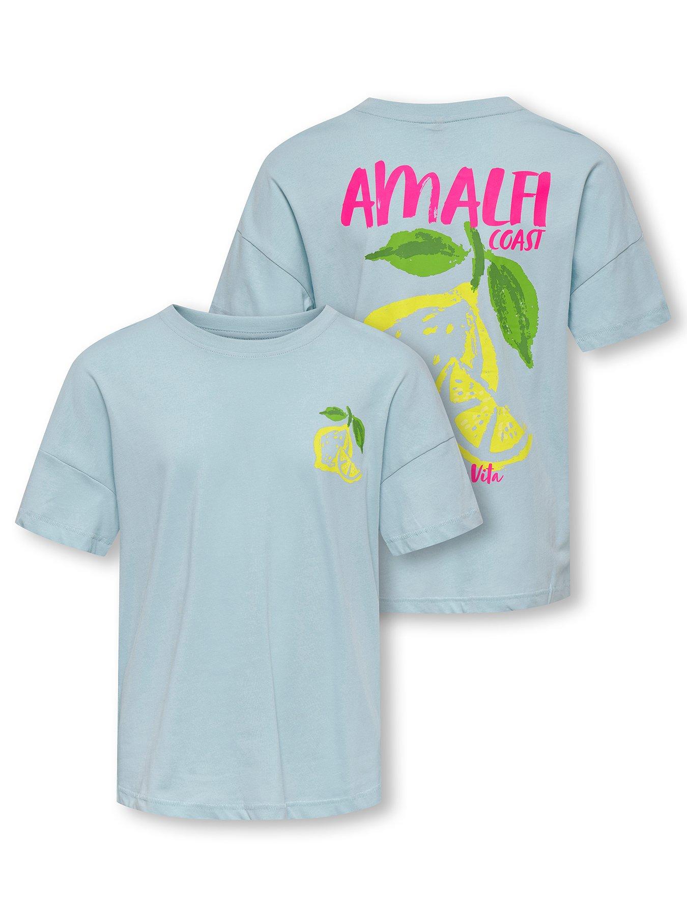 Only Kids Girls Amalfi Coast Short Sleeve T-shirt - Light Blue