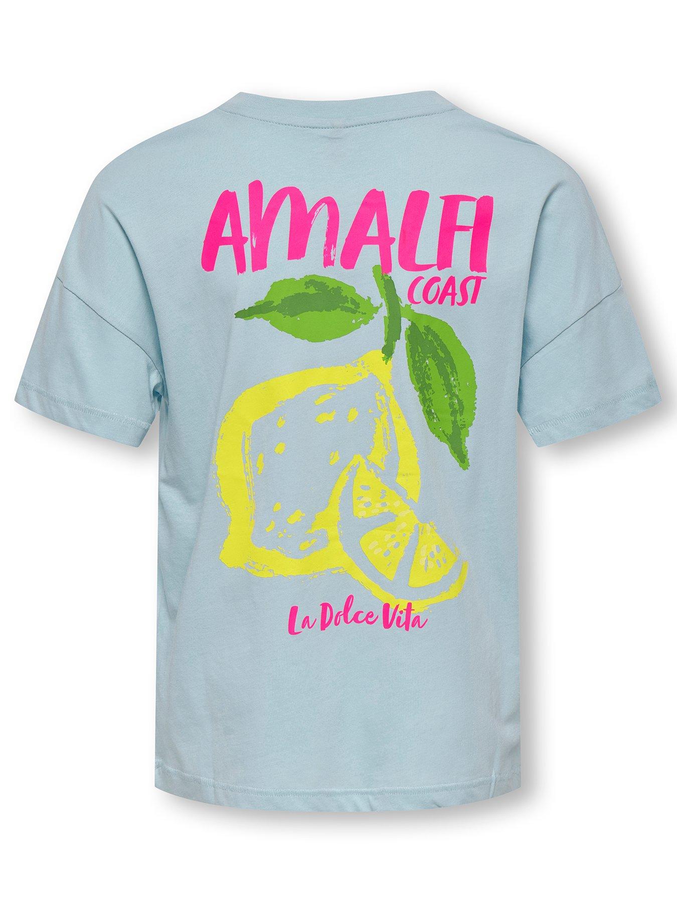 Image 2 of 4 of Only Kids Girls Amalfi Coast Short Sleeve T-shirt - Light Blue