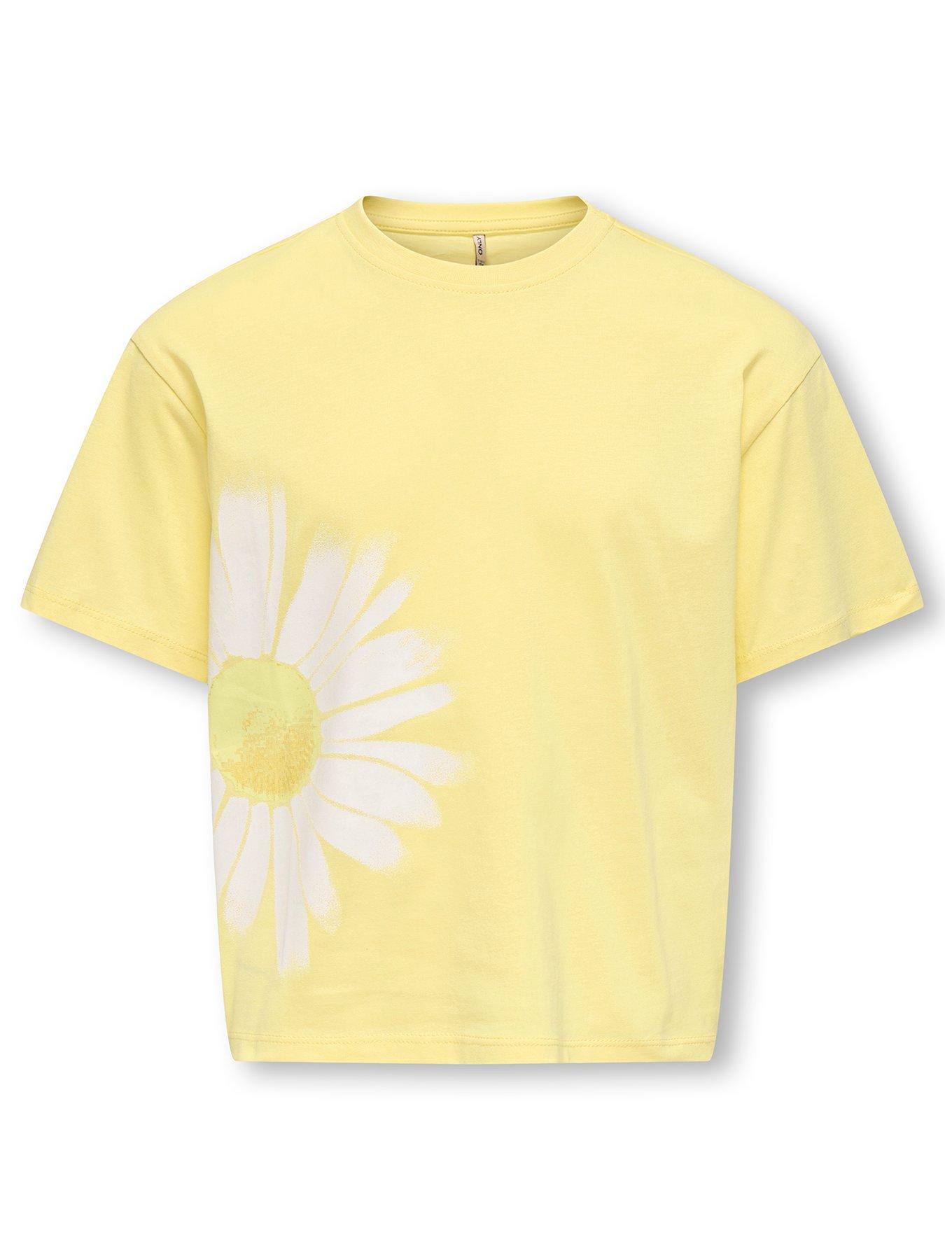 Only Kids Girls Daisy Short Sleeve T-shirt - Yellow