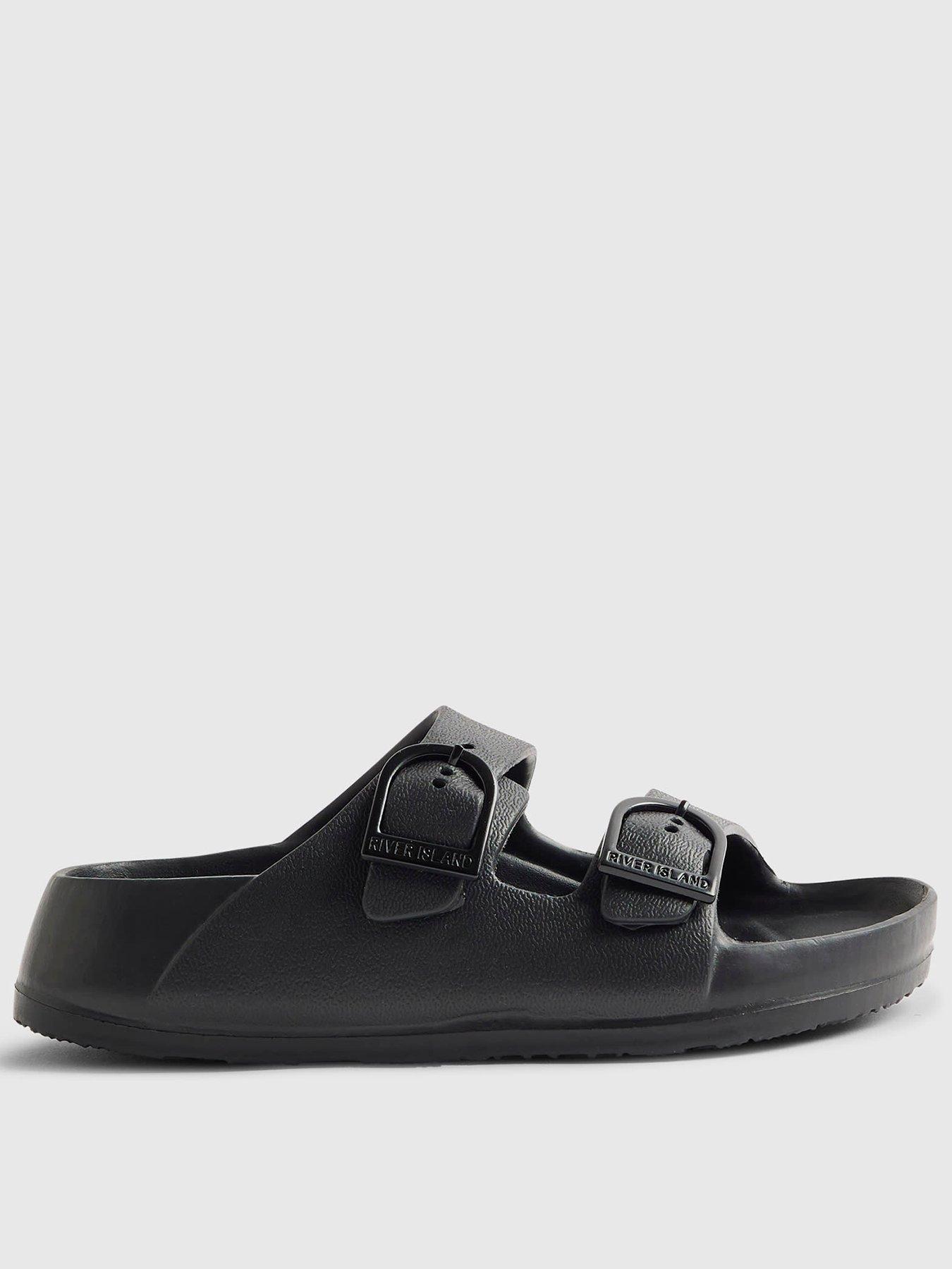 river-island-older-boys-moulded-double-strap-sliders-black