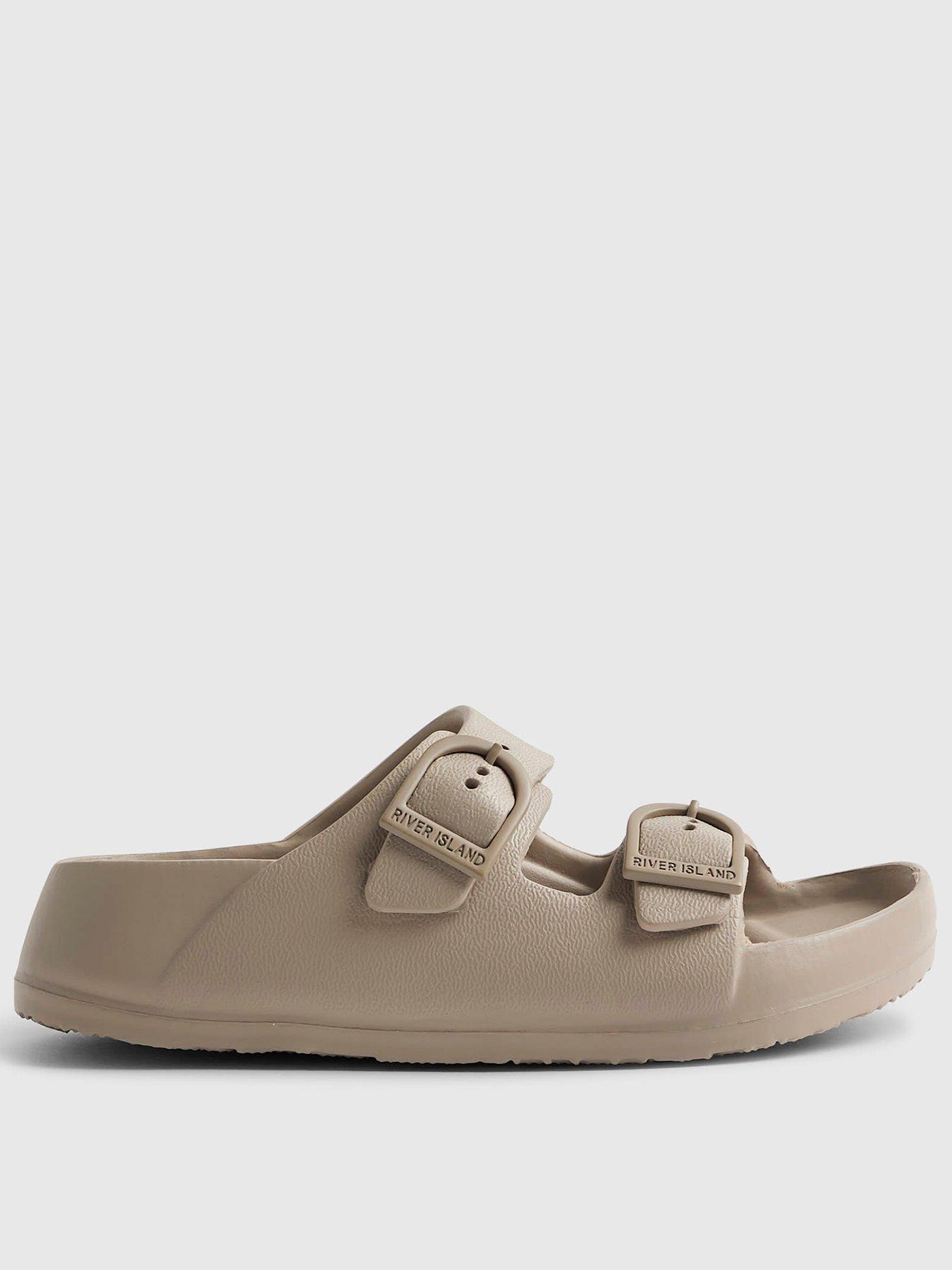 river-island-older-boys-moulded-double-strap-sliders-beige