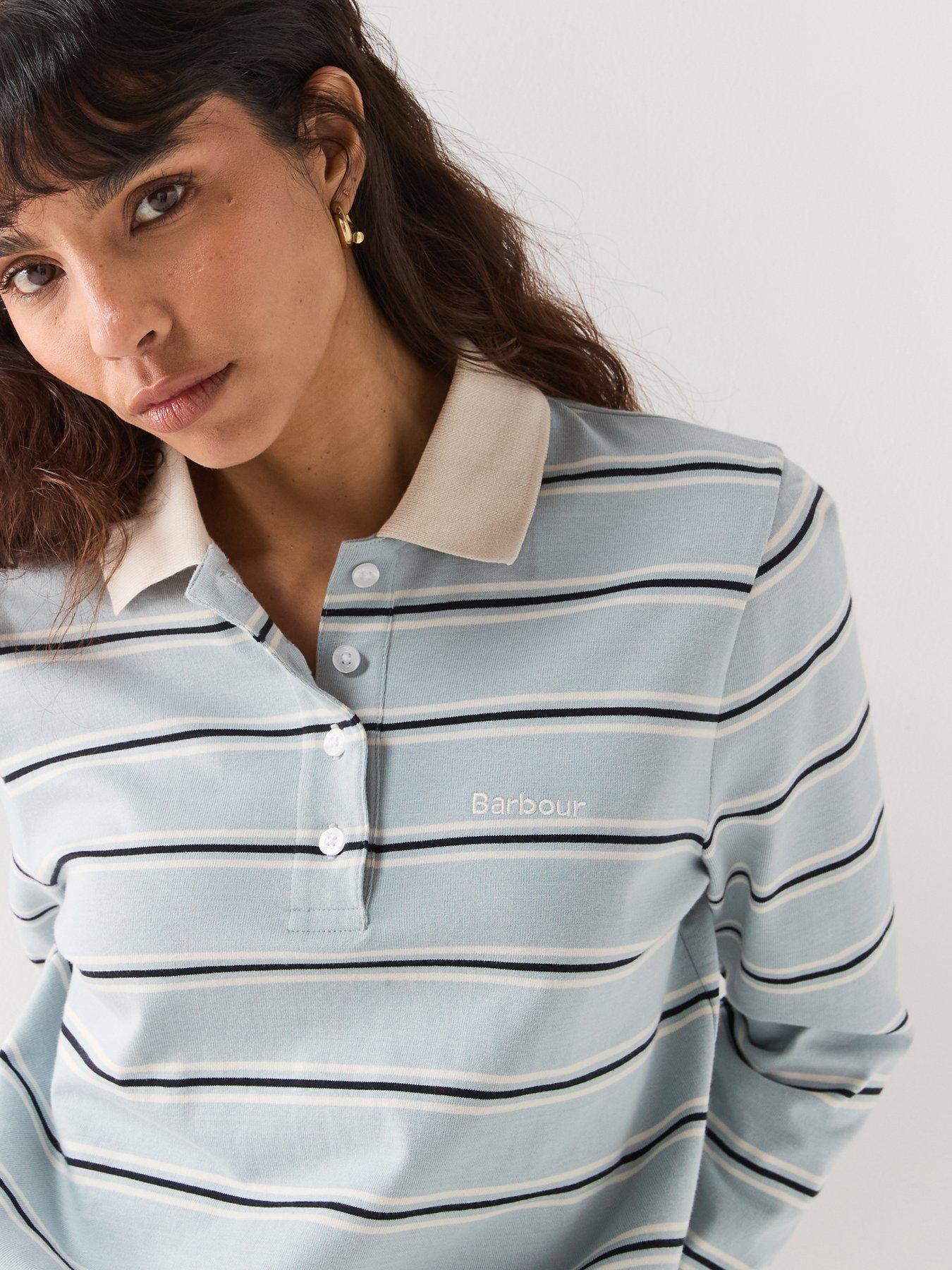 Image 4 of 6 of Barbour Ashwell Long Sleeve Polo Top - Blue