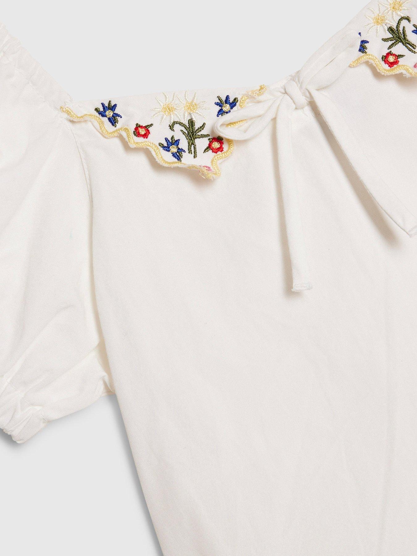 Image 4 of 4 of River Island Older Girls Collared Top And Jeans Set - White