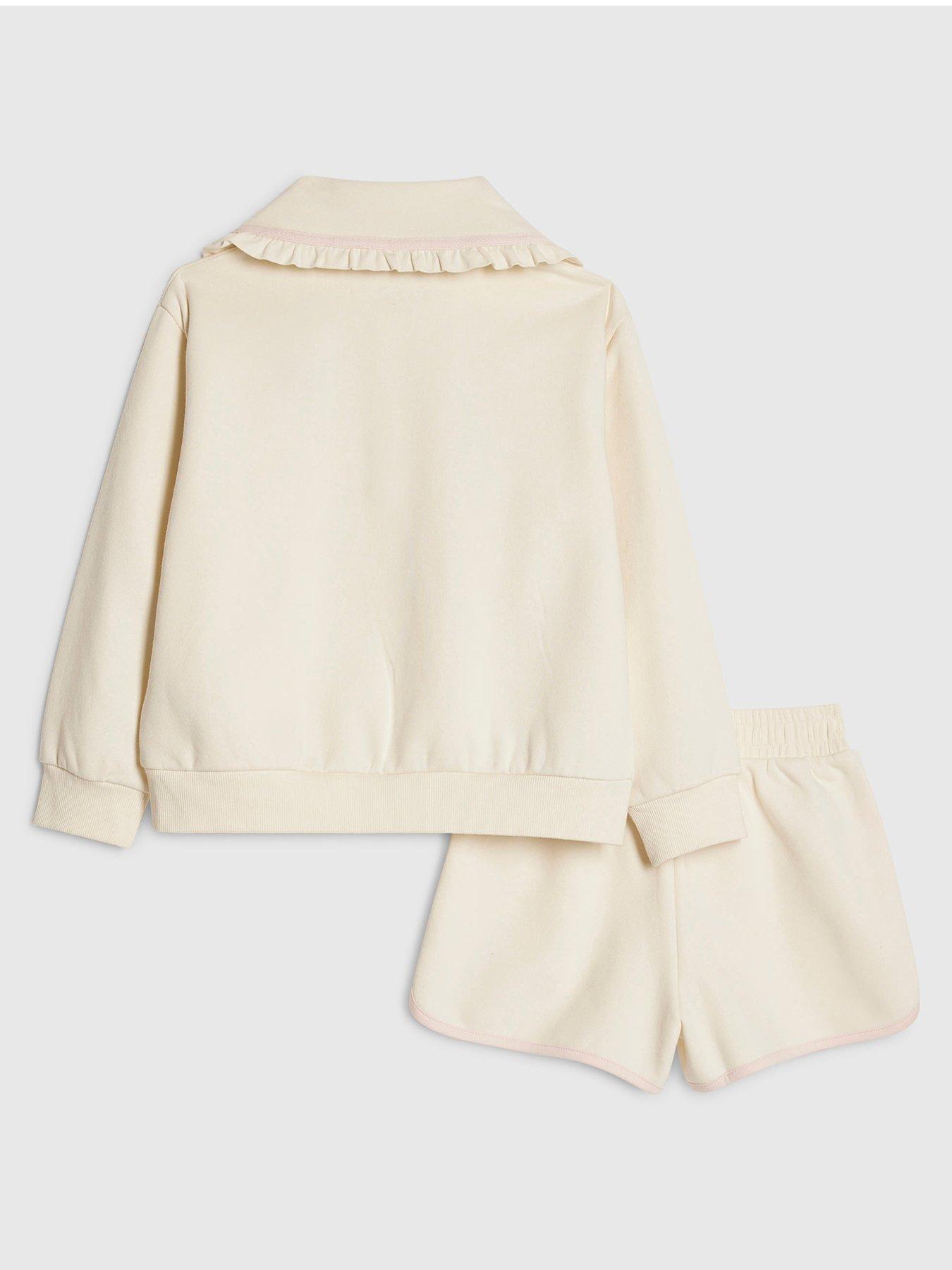 Image 2 of 5 of River Island Older Girls Heart Collar Sweatshirt Set - Cream