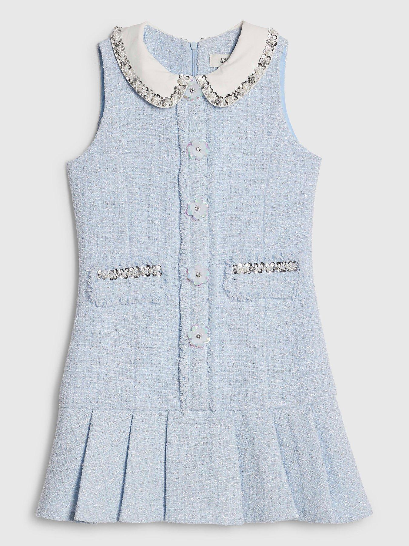 river-island-older-girls-embellished-collar-boucle-dress-blue