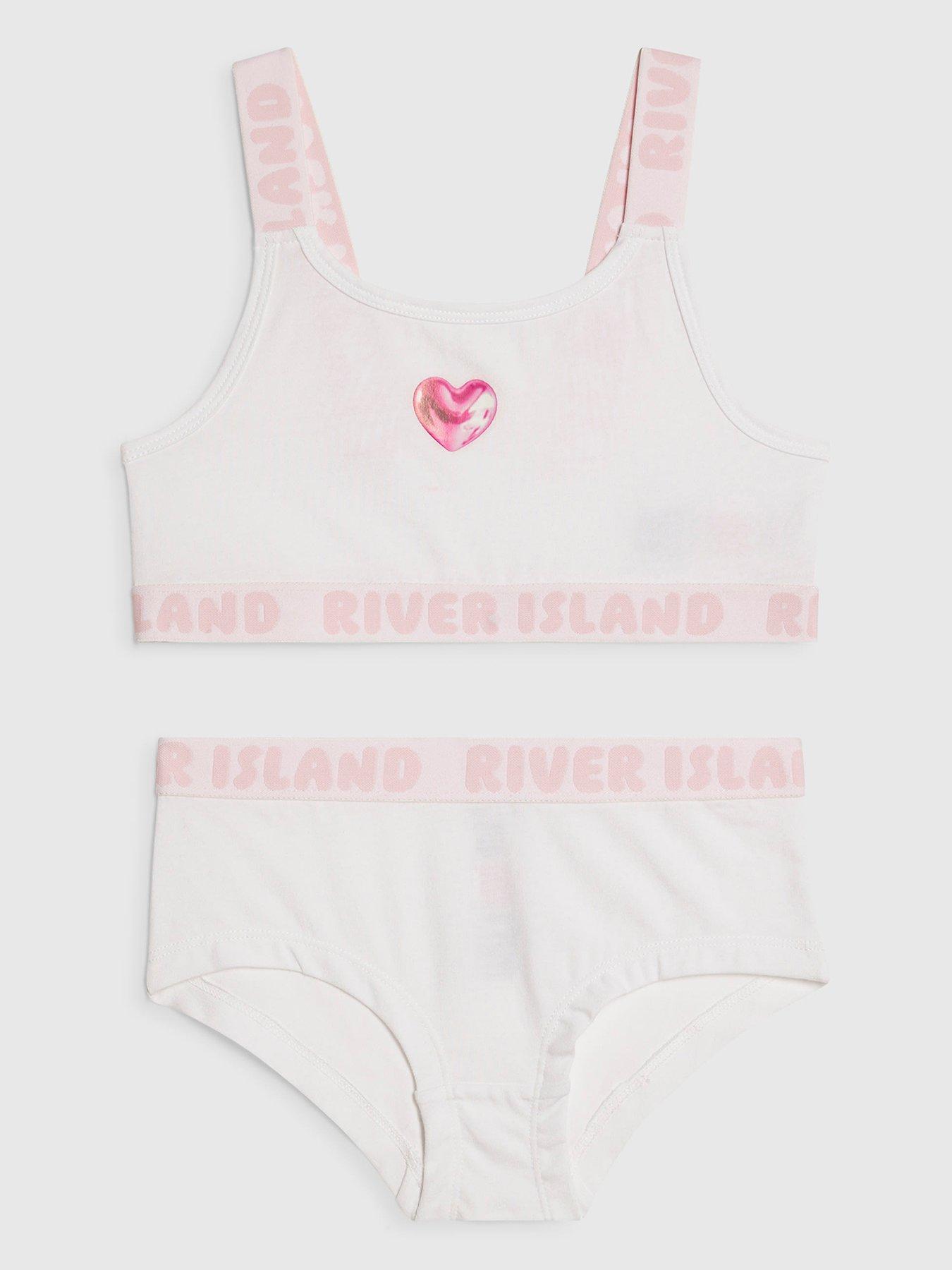 River Island Older Girls Strappy Crop Top And Brief Set - White