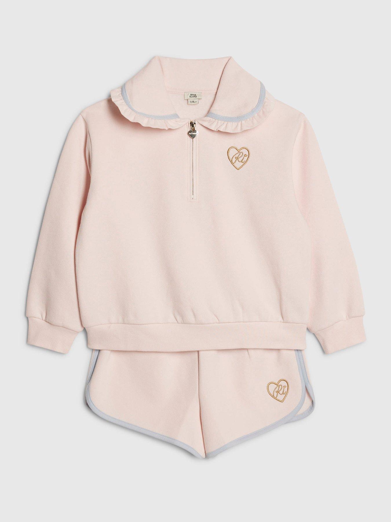 Image 3 of 5 of River Island Older Girls Collared Sweatshirt Set - Pink