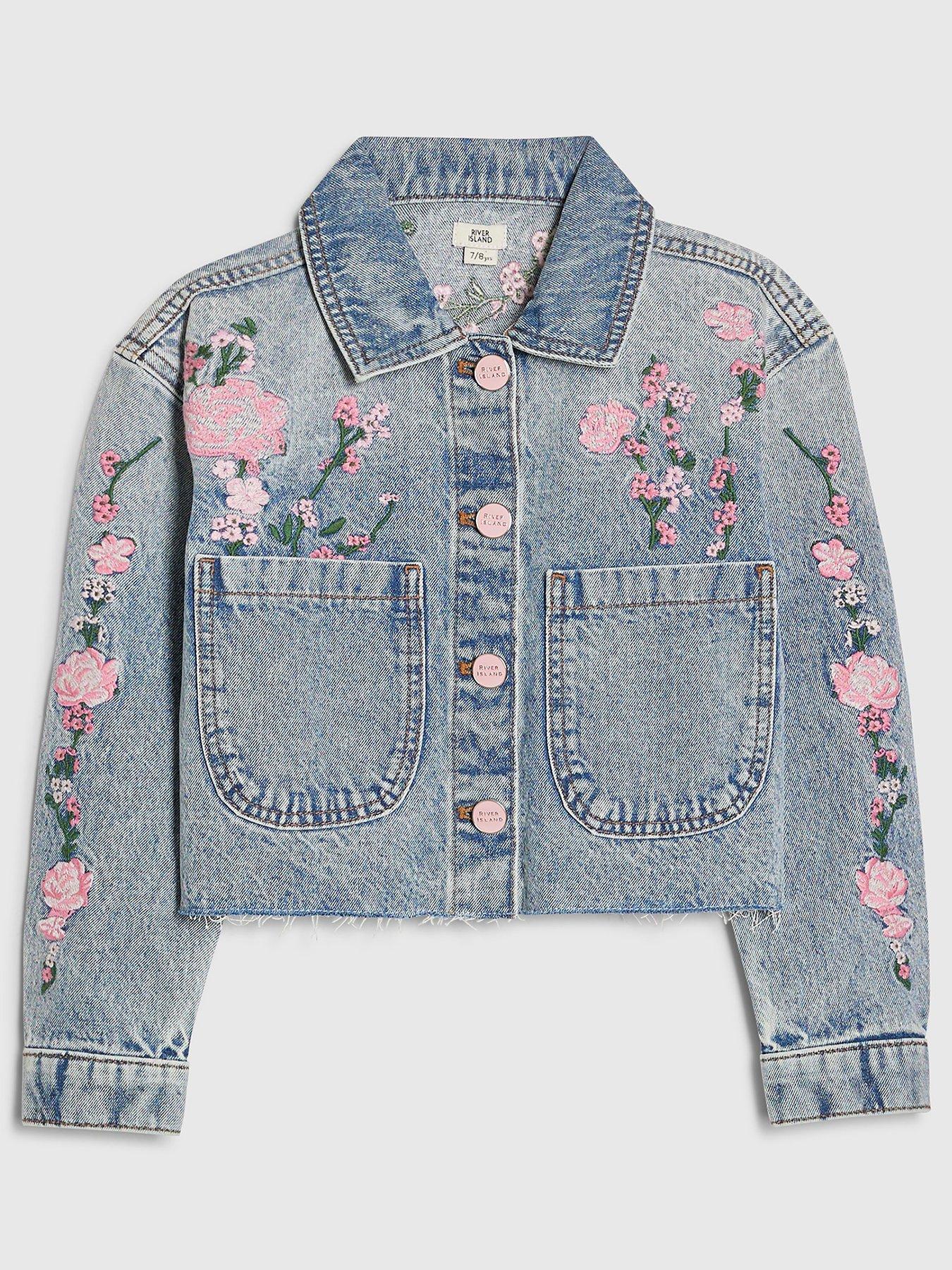 river-island-older-girls-floral-denim-jacket-bluefront