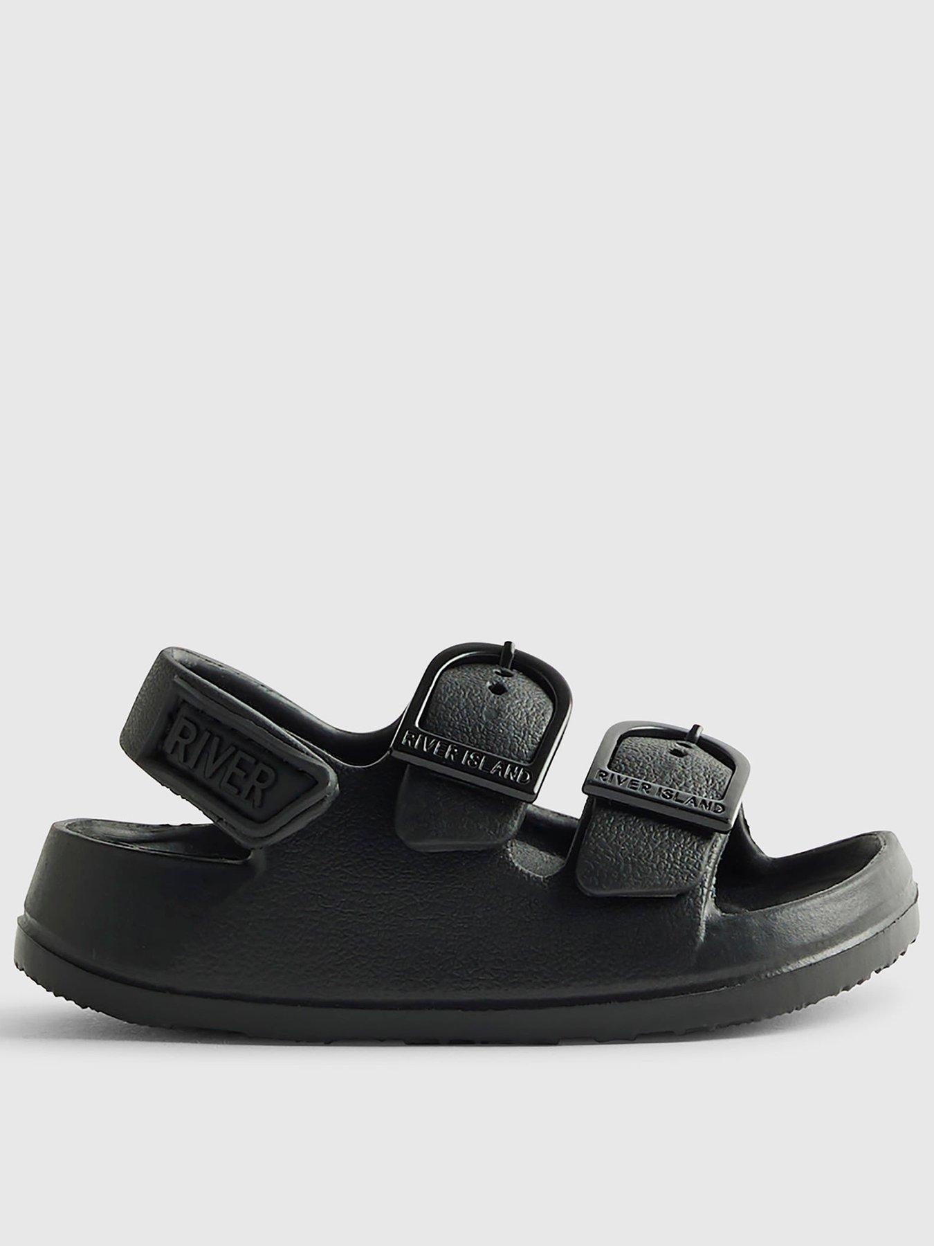 river-island-mini-boys-moulded-double-strap-sliders-black