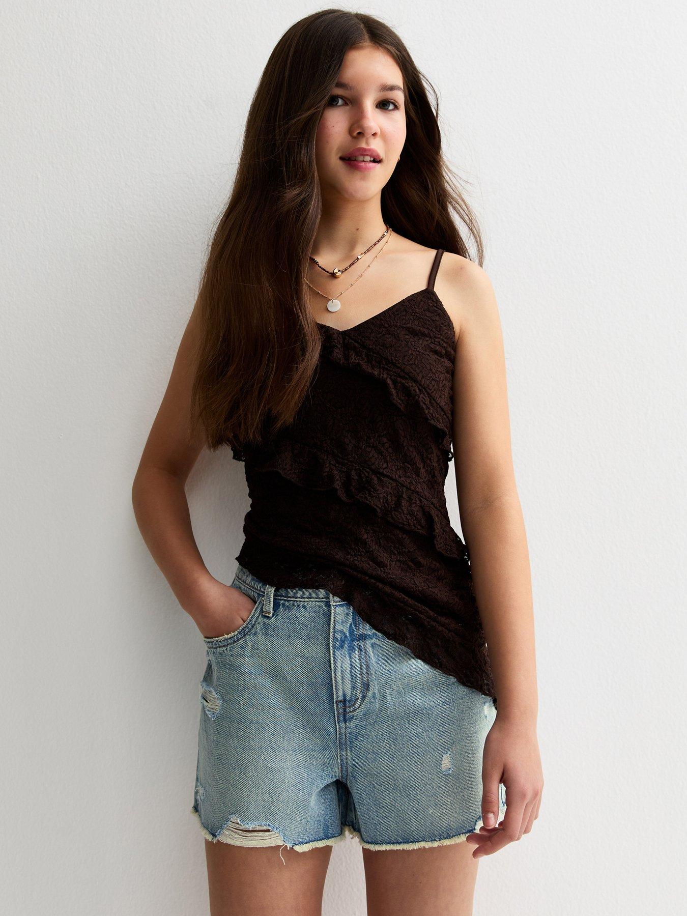 new-look-915-girls-ripped-denim-mom-shorts-light-blue