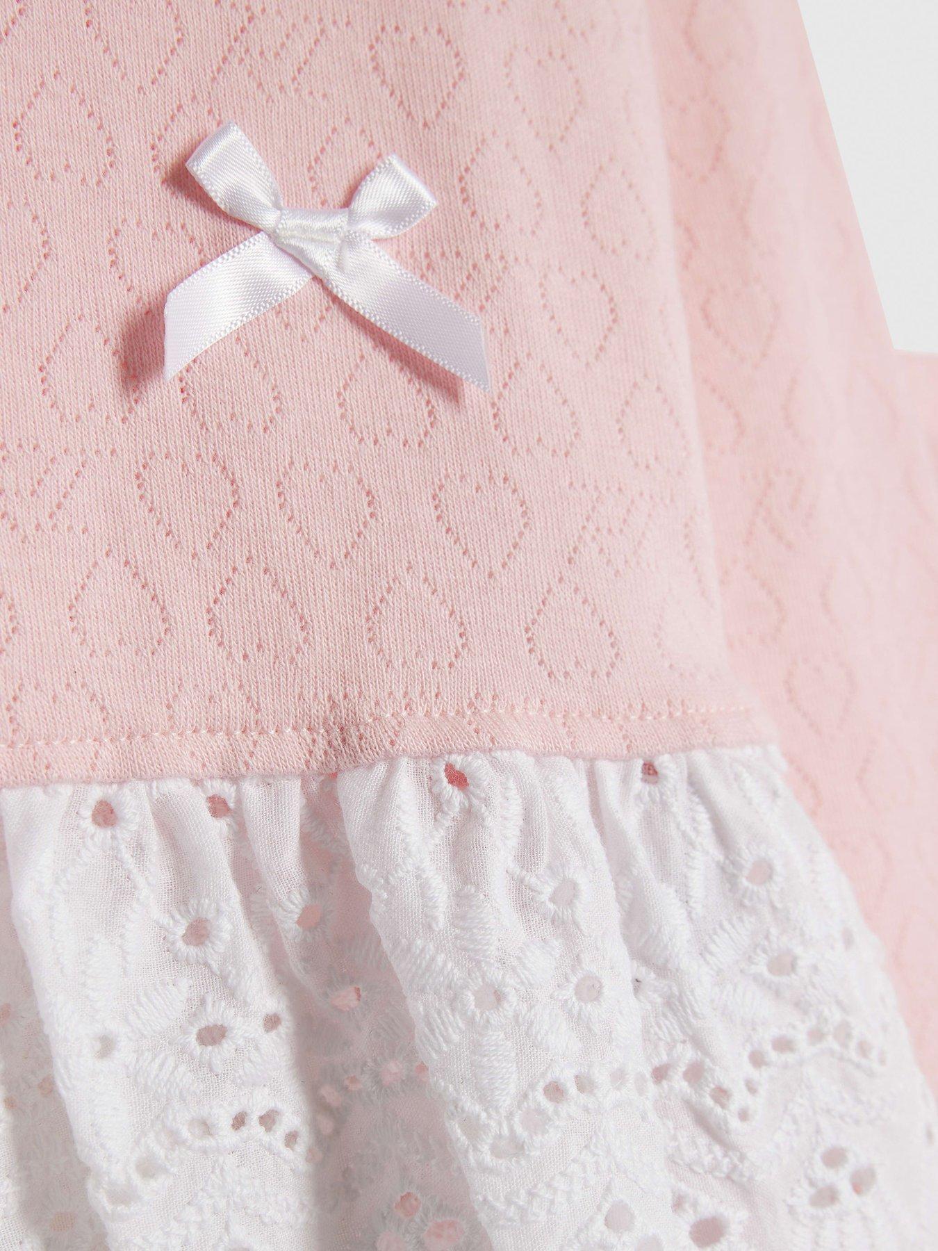 Image 4 of 5 of River Island Mini Girls Pointelle 3D Bow Top Set - Pink