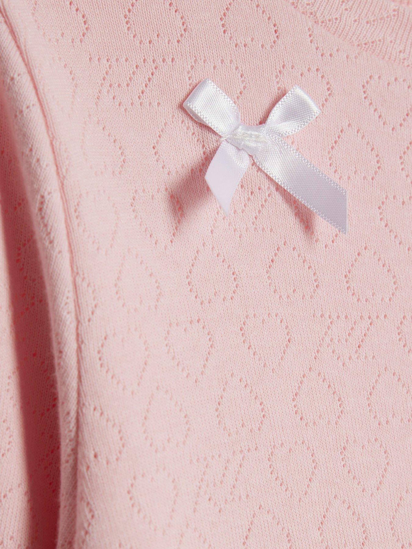 Image 5 of 5 of River Island Mini Girls Pointelle 3D Bow Top Set - Pink