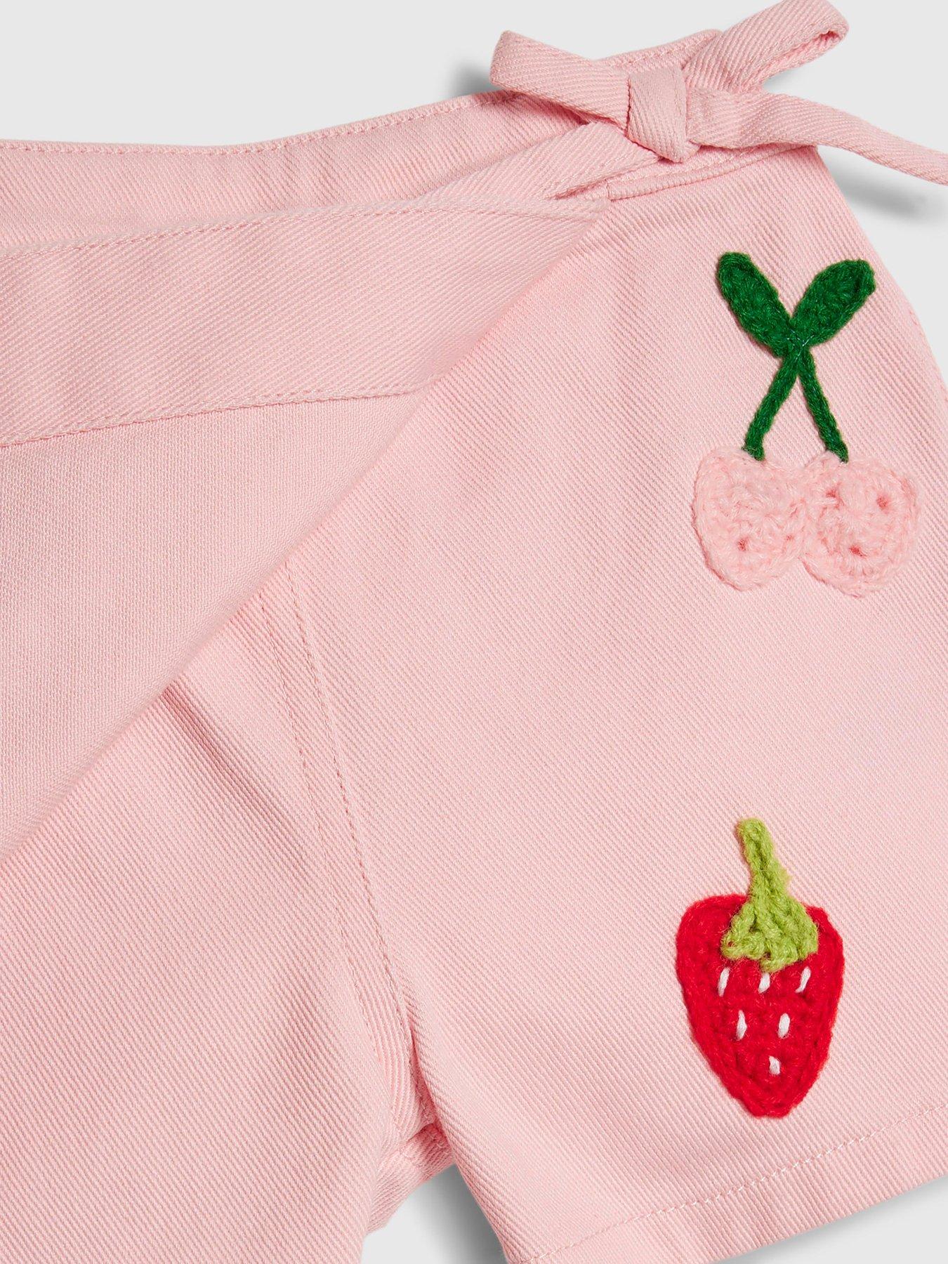 Image 3 of 4 of River Island Mini Girls Strawberry Crochet Skort - Pink